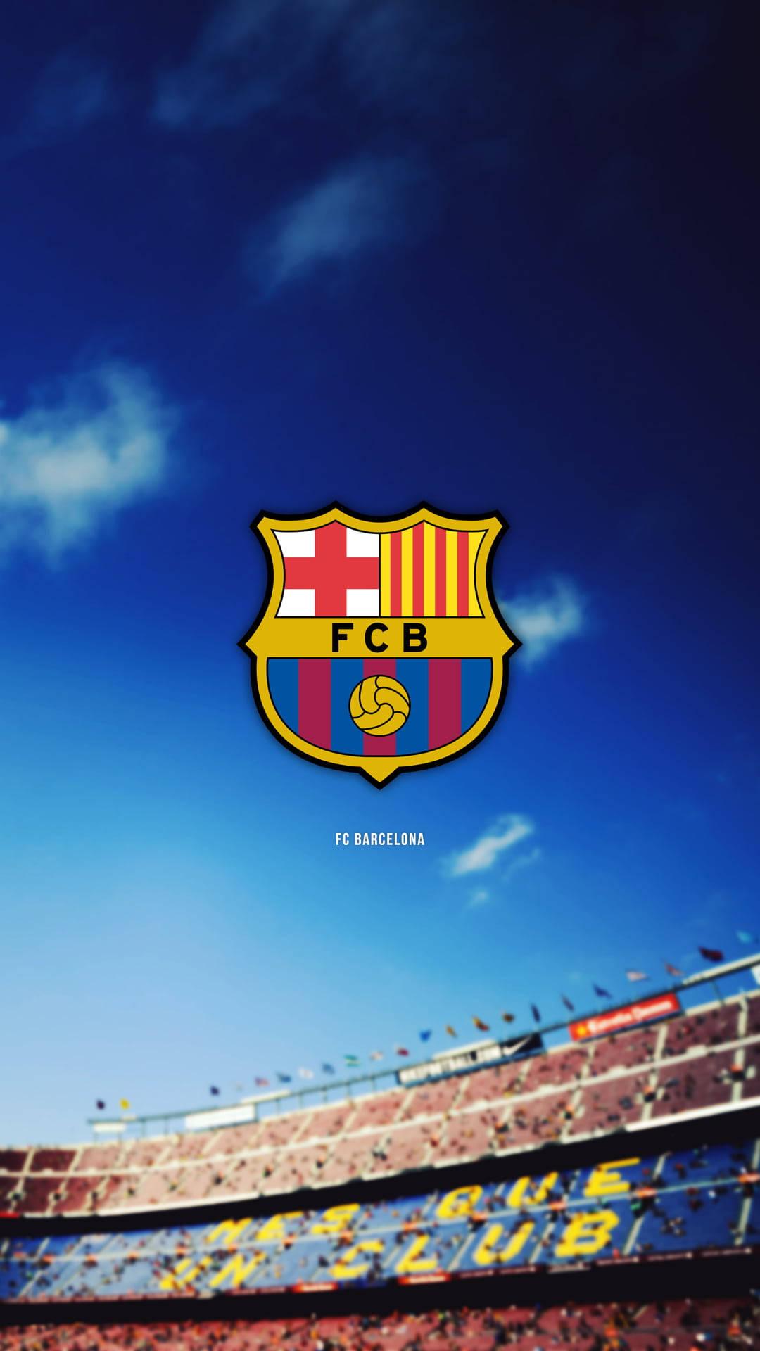 1080x1920 Download Barcelona Fc Logo In Sky Wallpaper