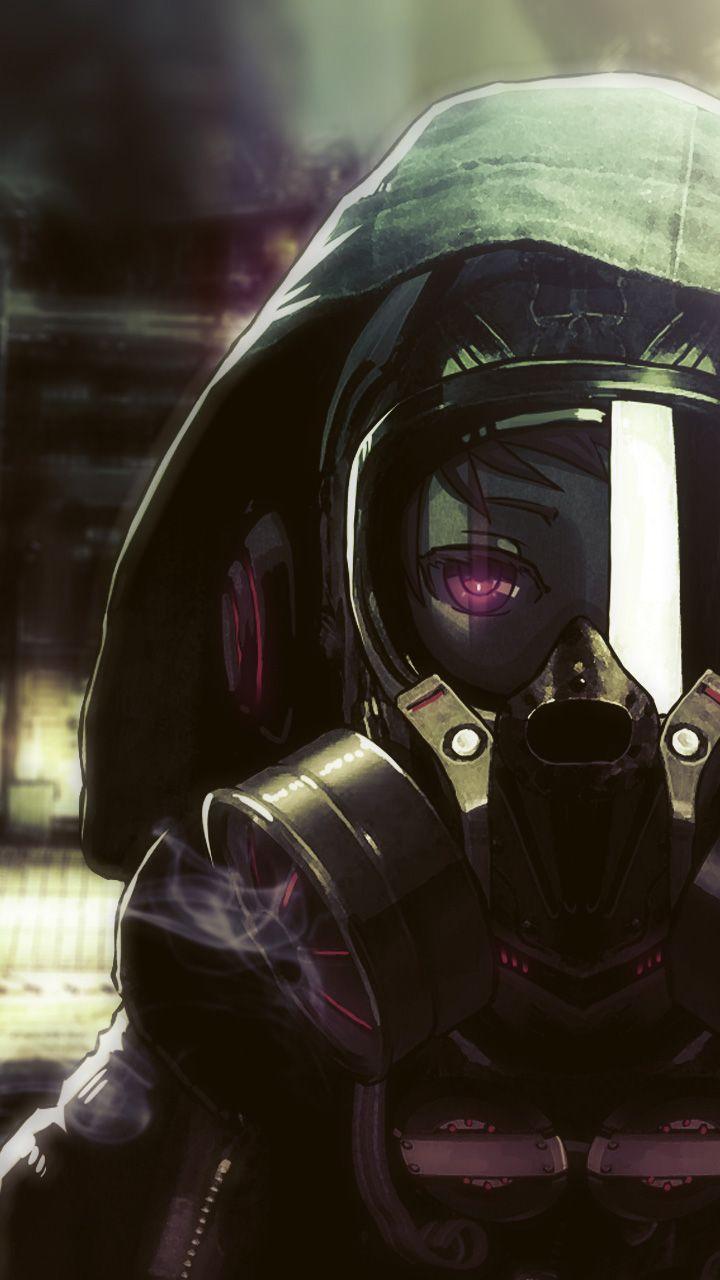 720x1280 Mask Anime Girl Wallpaper
