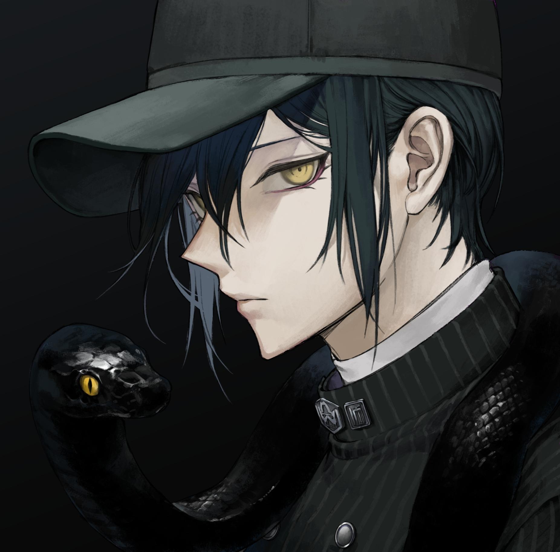 1852x1827 Download 640x960 Saihara Shuuichi, New Danganronpa V Hat, Anime Boy, Black Snake Wallpaper for iPhone 4S