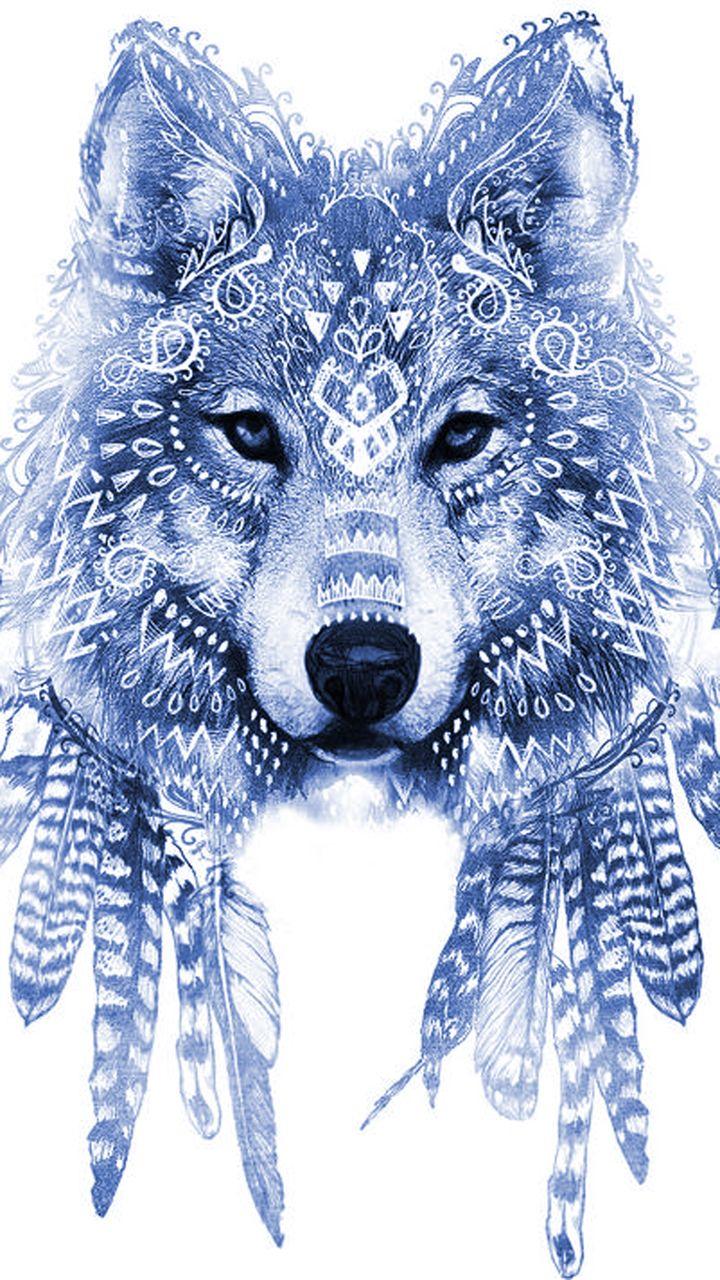 720x1280 Cool looking wolf. Tribal tattoos native american, HD cool wallpaper, Native american wallpaper