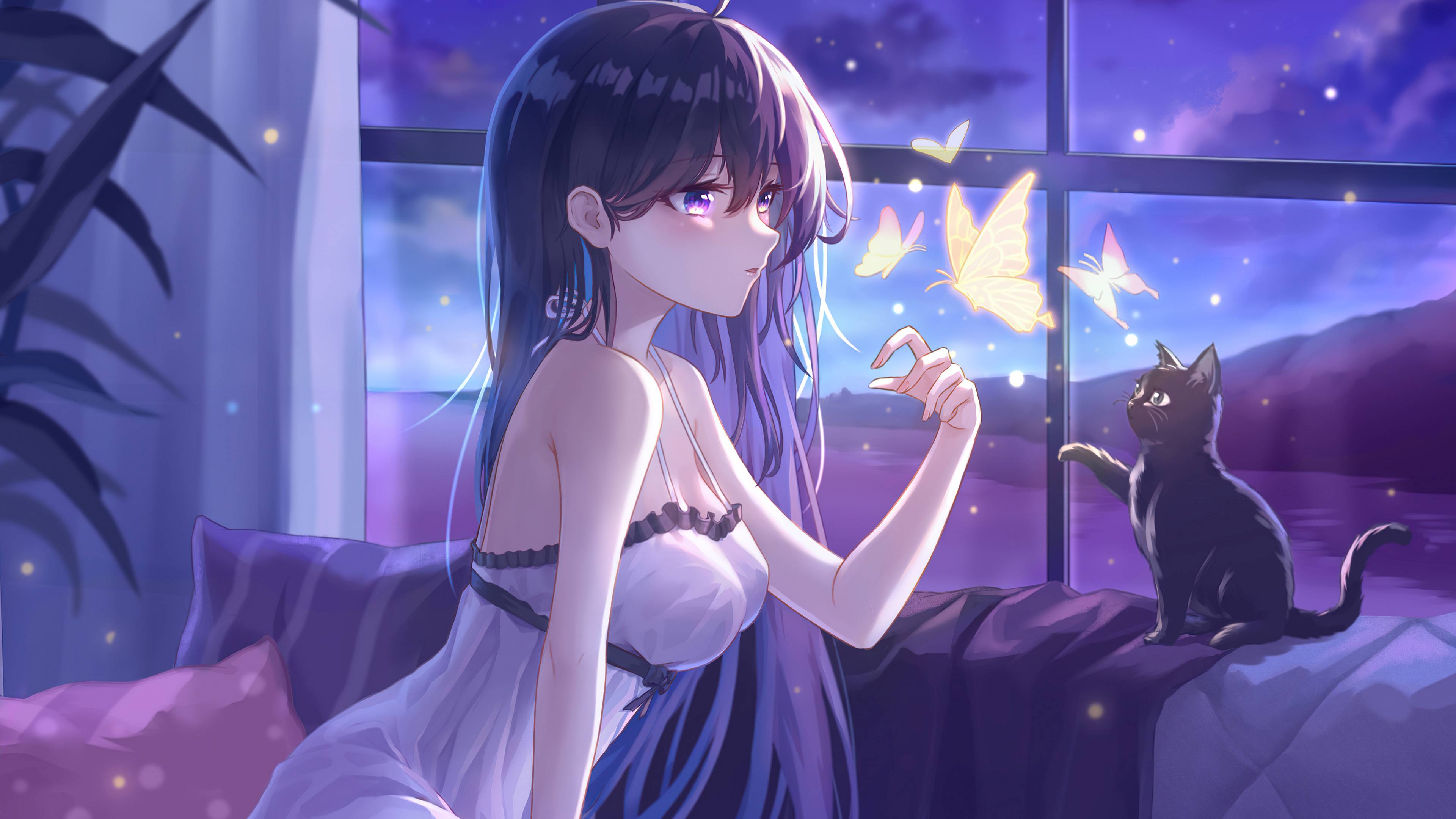 3840x2160 Anime Girl With Cats 4k 4k HD 4k Wallpaper, Image, Background, Photo and Picture