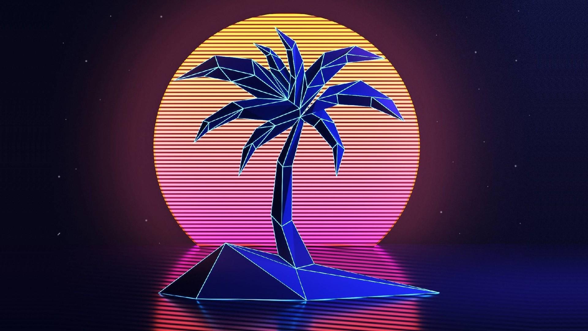 1920x1080 1920x1080 vhs palm trees 1980s