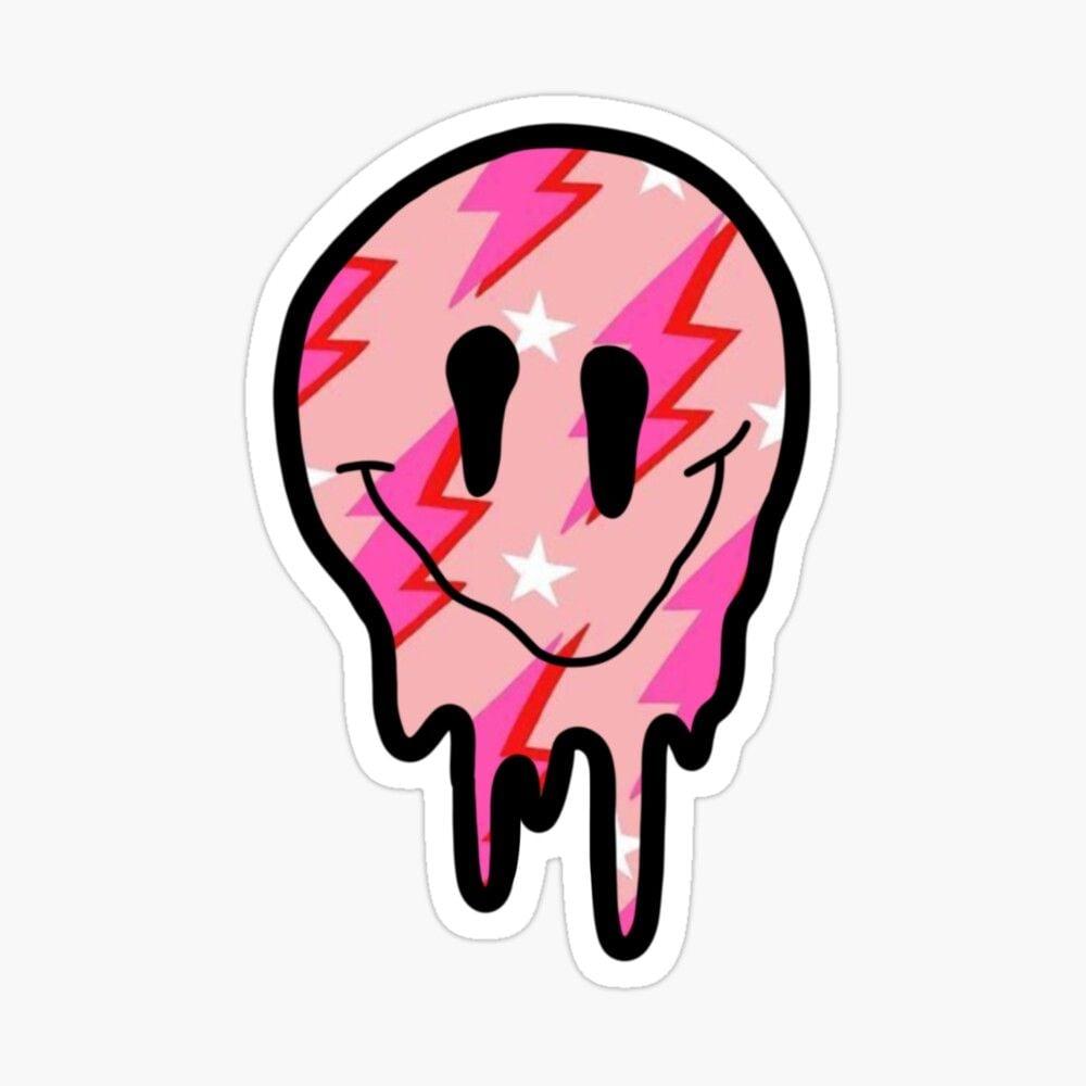 1000x1000 Pink Drippy Smiley Face Wallpaper