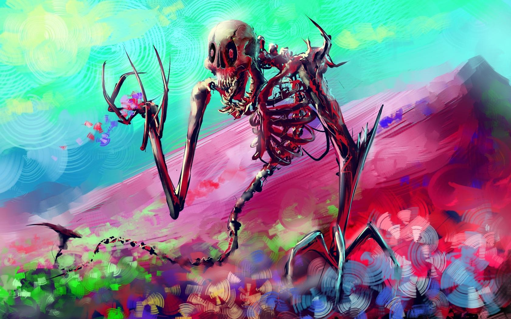 1680x1050 Wallpaper 4k Skelton Skull Colorful Digital Art 4k Wallpaper