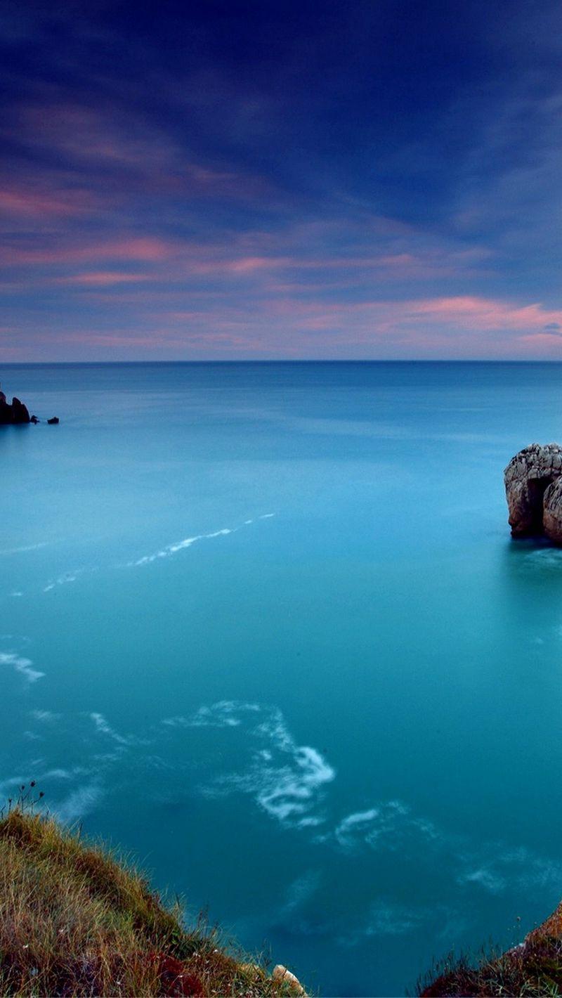 800x1420 Download Wallpaper 800x1420 Ocean, Gulf, Coast, Blue Water, Lilac, Evening Iphone Se 5s 5c 5 For Parallax HD Background