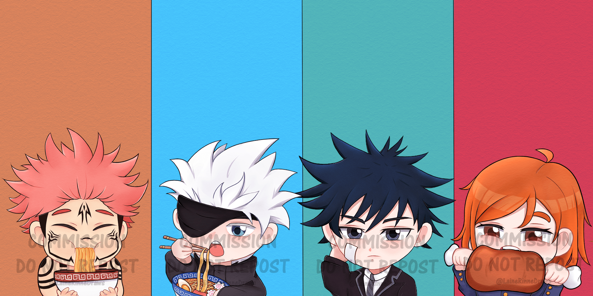2000x1000 Recent Anime Art I did for a client Kaisen Chibis