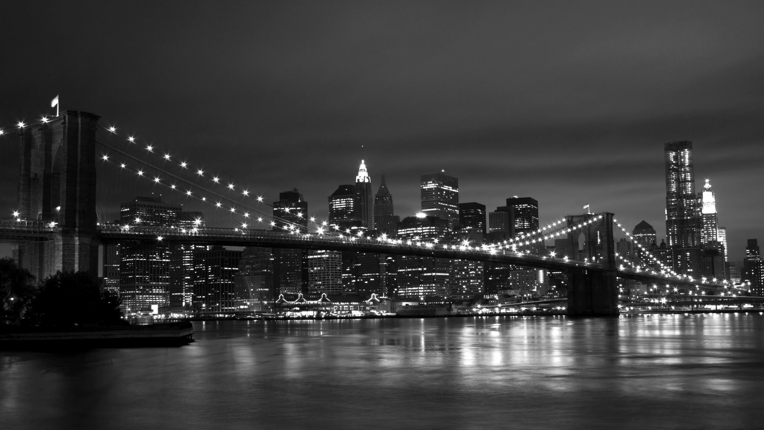 2560x1440 New York Black And White Wallpaper