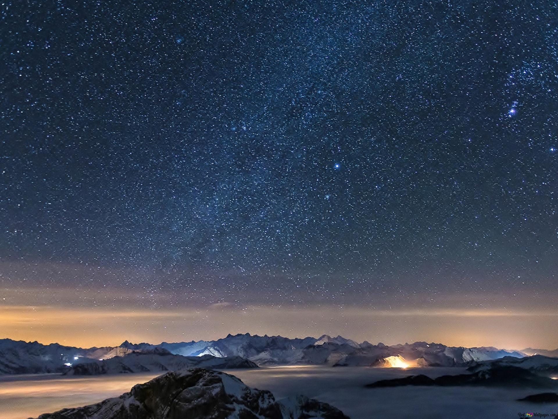 1920x1440 Dreamy night under the beautiful starry sky 2K wallpaper download