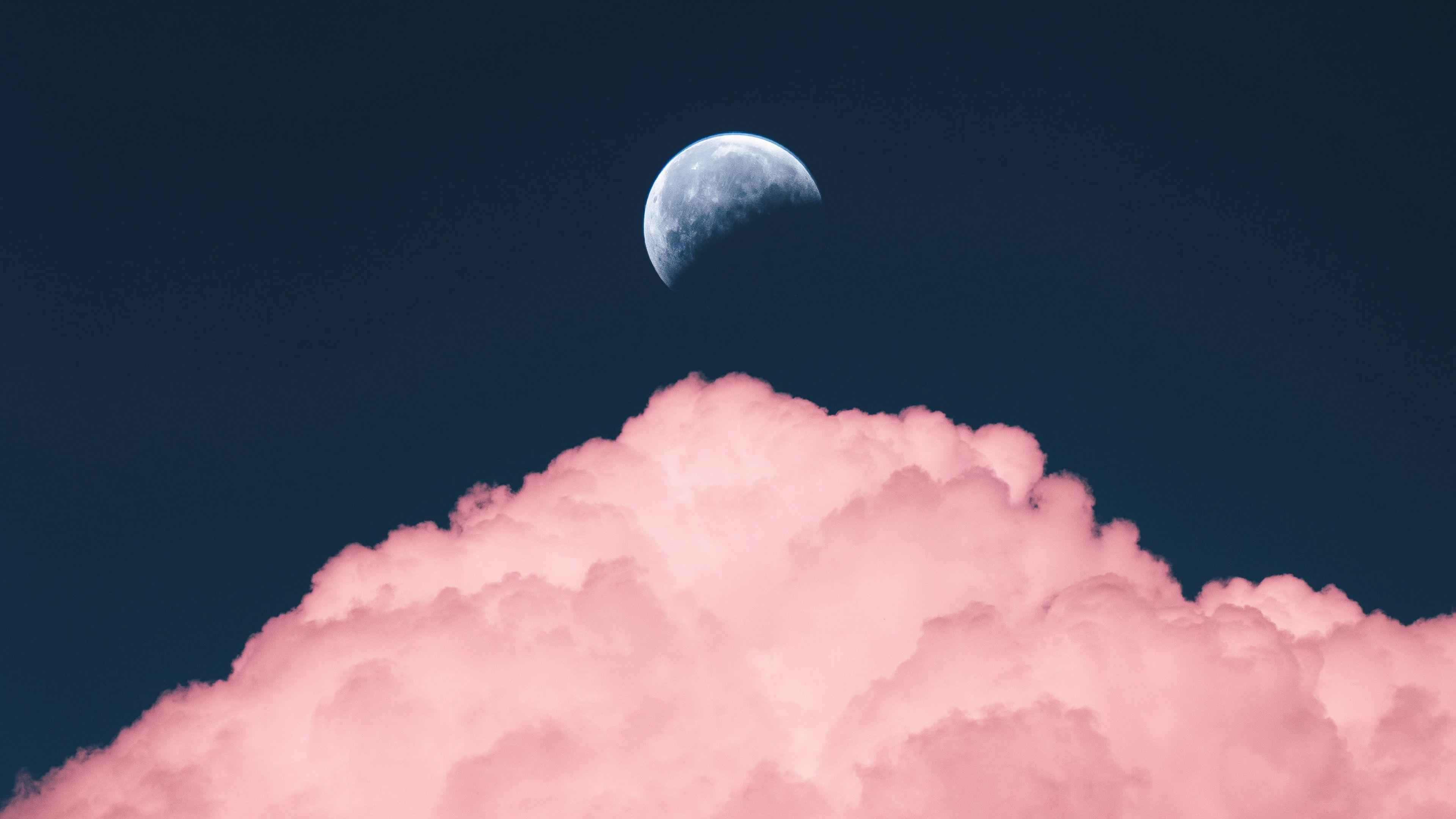 3840x2160 Wallpaper / sky, moon, cloud, pink, 4k free download