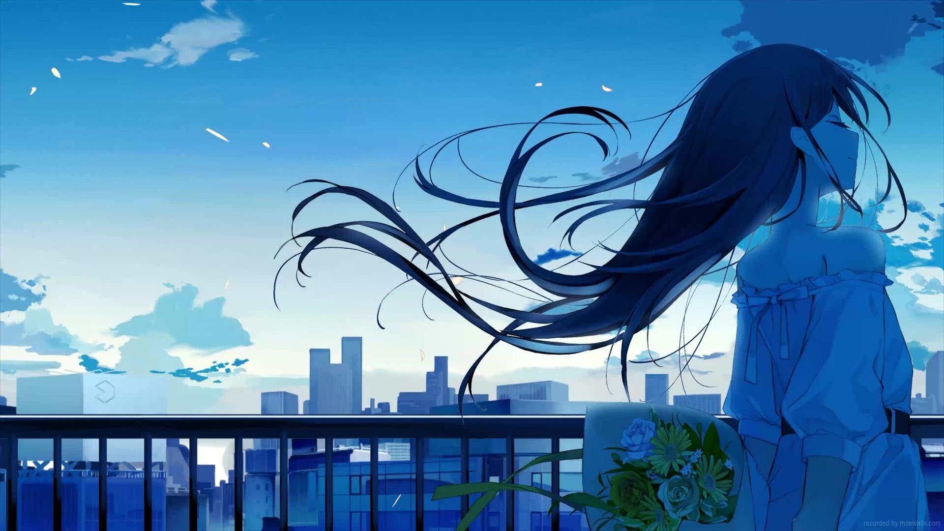 1920x1080 Anime Girl Blue Sky Live Wallpaper