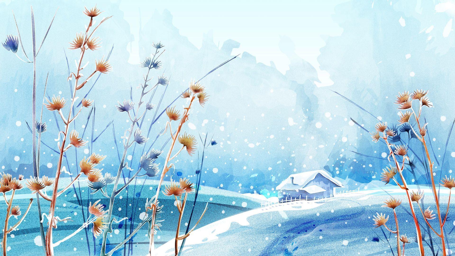 Desktop Wallpaper Fun Winter Snowfall Original Anime Mountains Anime  Hd Image Picture Background 5513fd