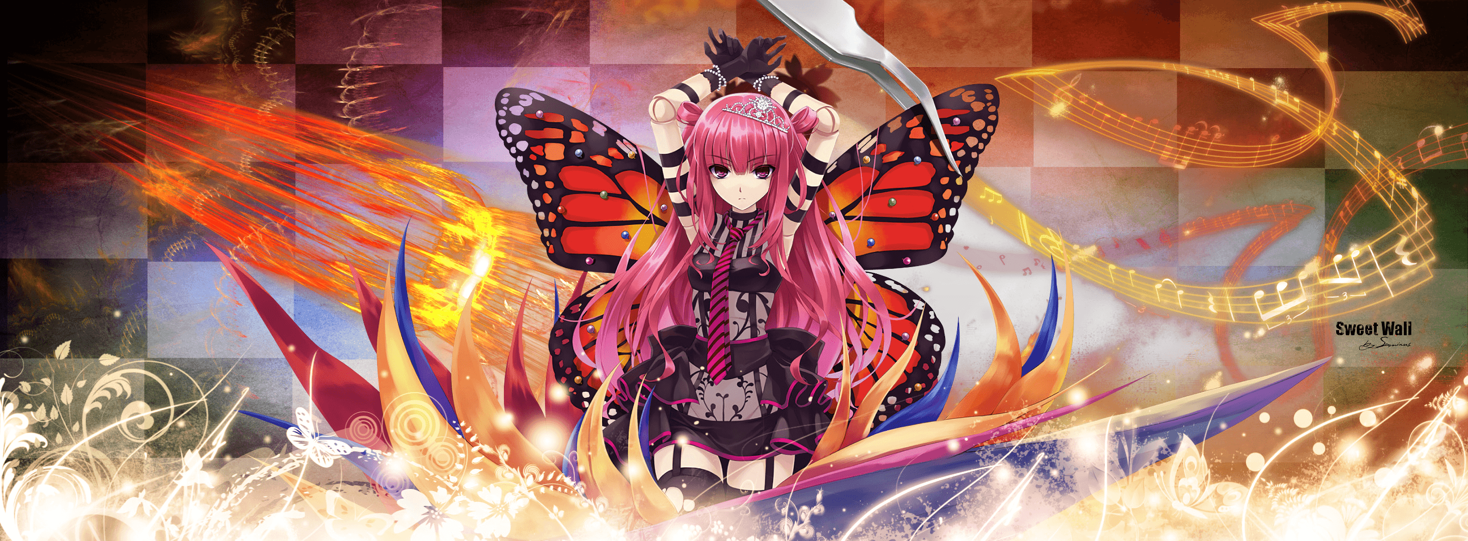 2928x1080 Anime Butterfly Angel HD Wallpaper. Background Imagex1080