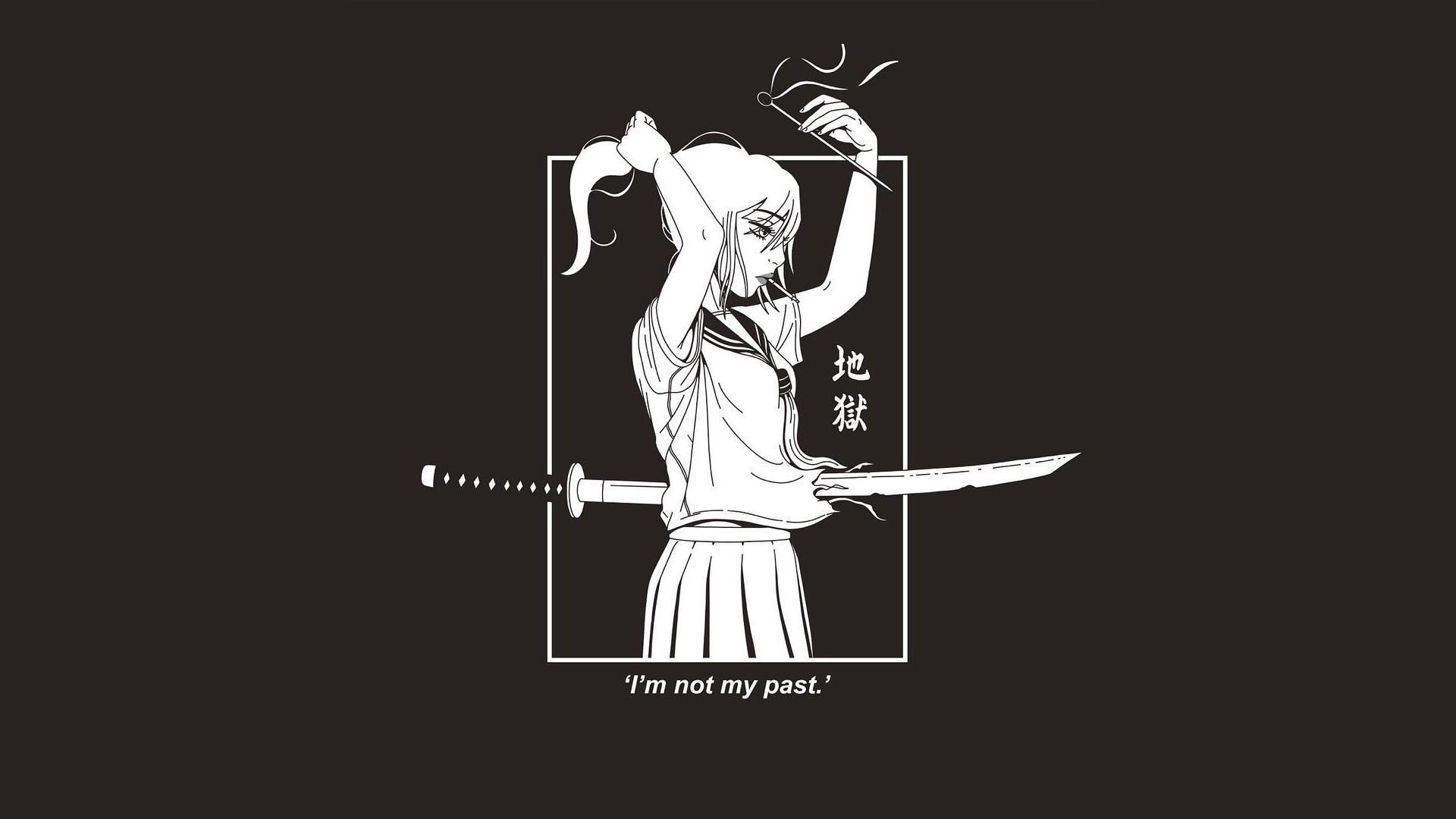 1920x1080 Wallpaper / Japanese Art, death, black, kanji, simple background free download