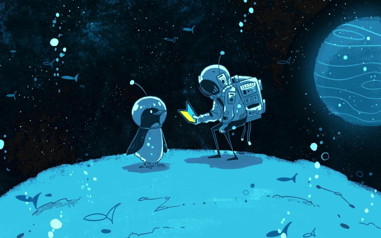1280x800 In the Space with penguin 1280x800 Resolution Wallpaper, HD Artist 4K Wallpaper, Image, Photo and Background