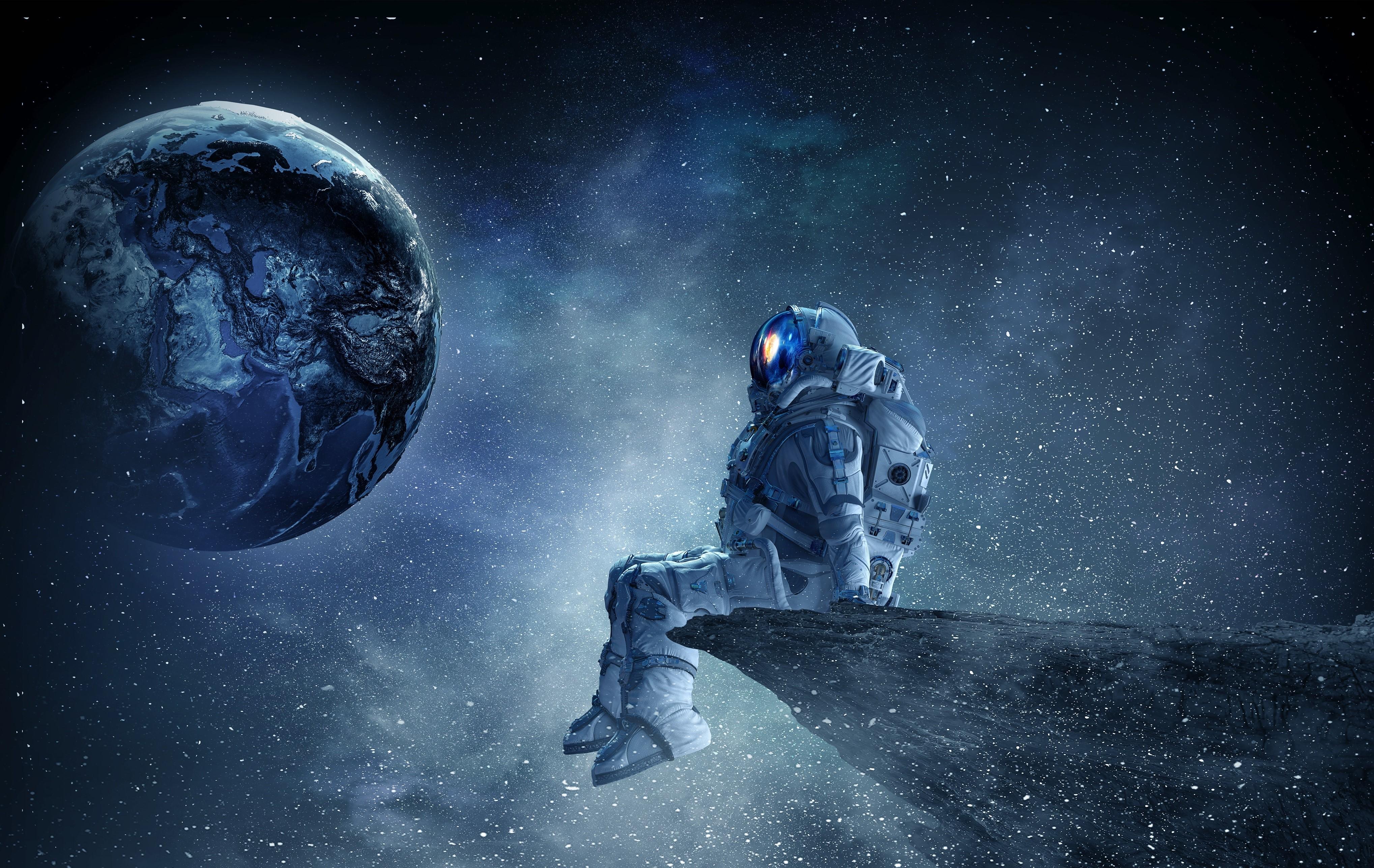 4074x2574 4K, space, space art, astronaut, digital art, planet Gallery HD Wallpaper