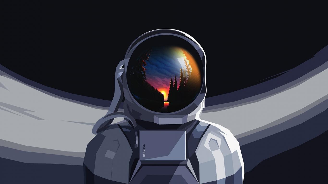 1366x768 Astronaut minimal art wallpaper background