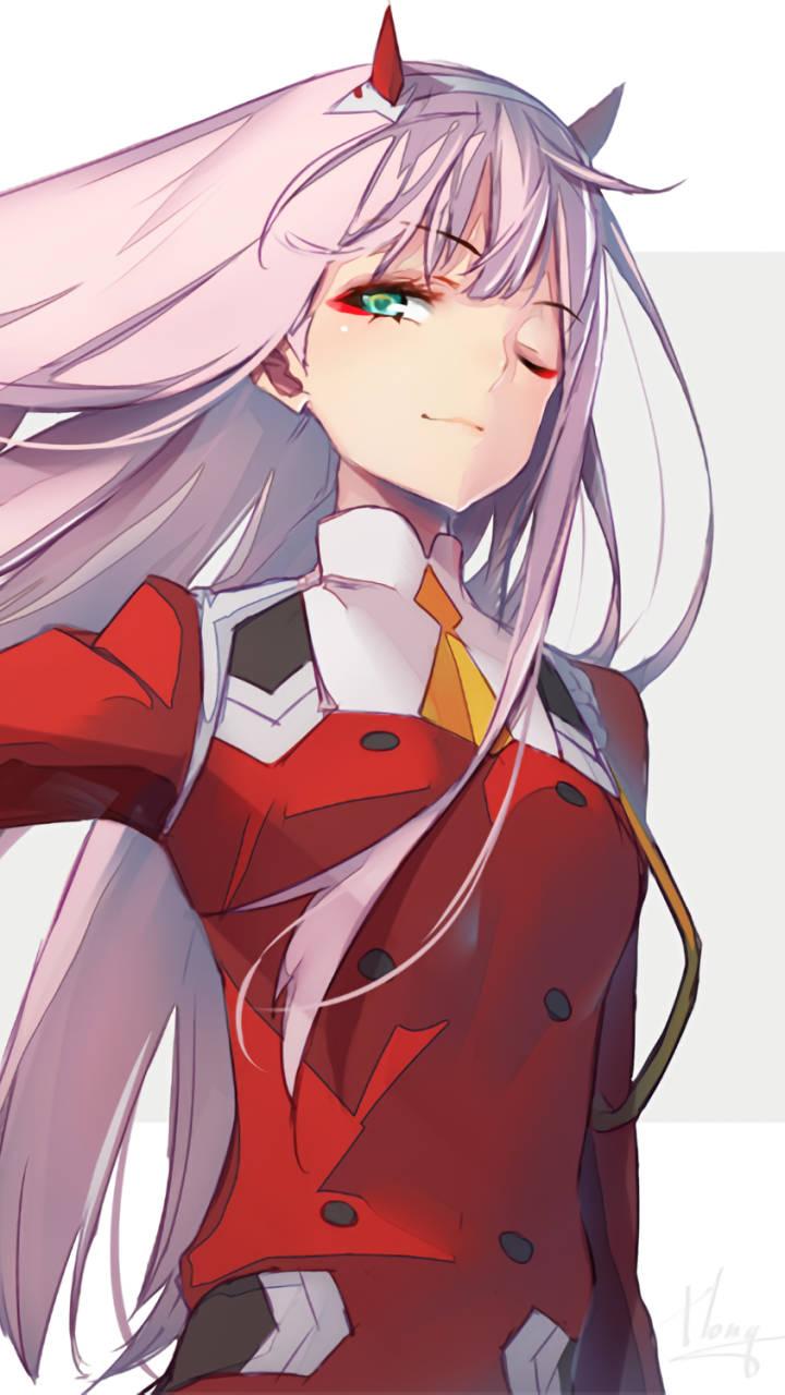 720x1280 Zero Two Winking Phone Wallpaper