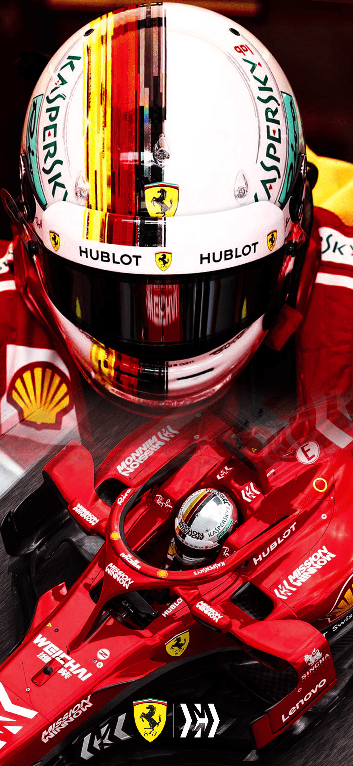 1125x2436 Vettel Ferrari Wallpaper