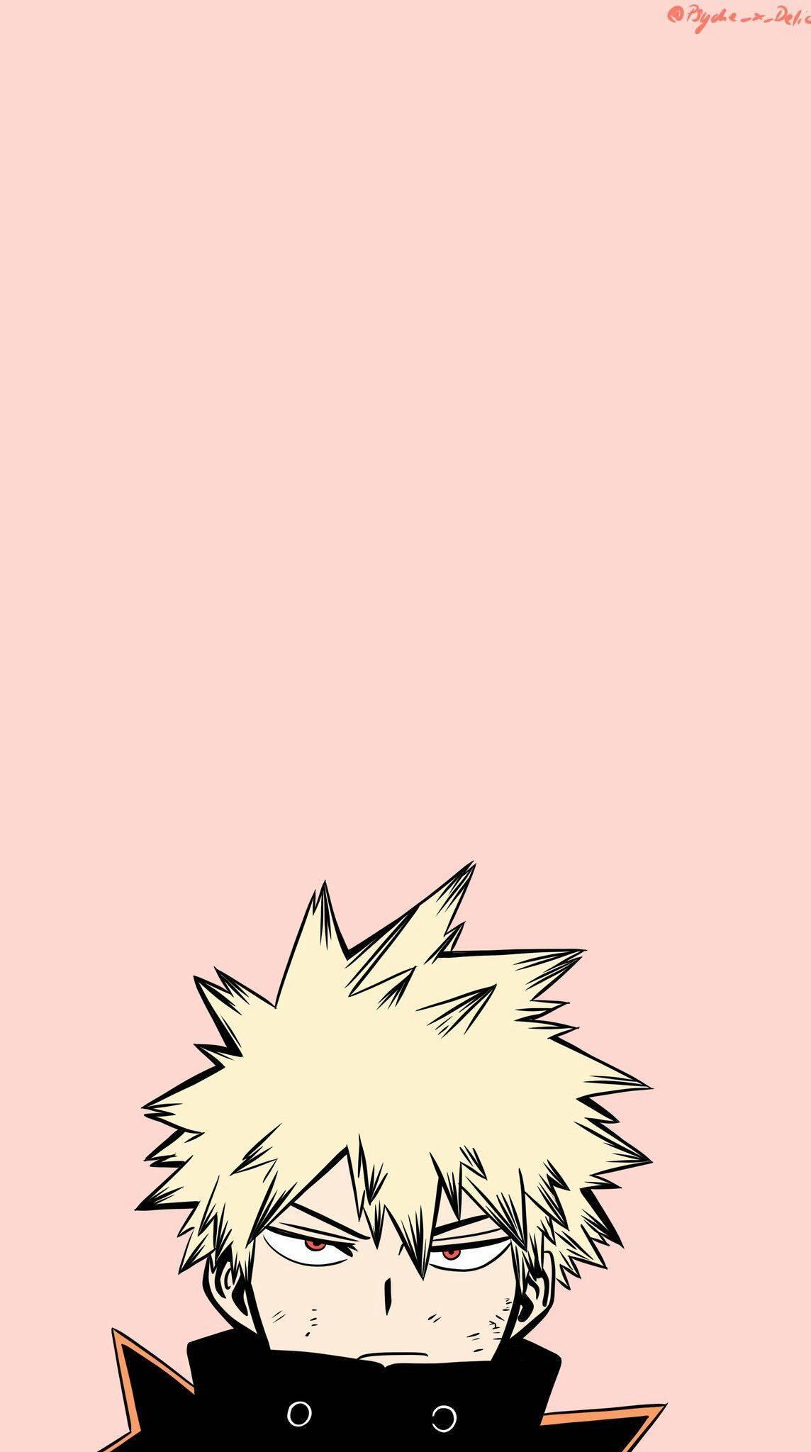 1144x2048 Download Cute Bakugo Pink Background Wallpaper