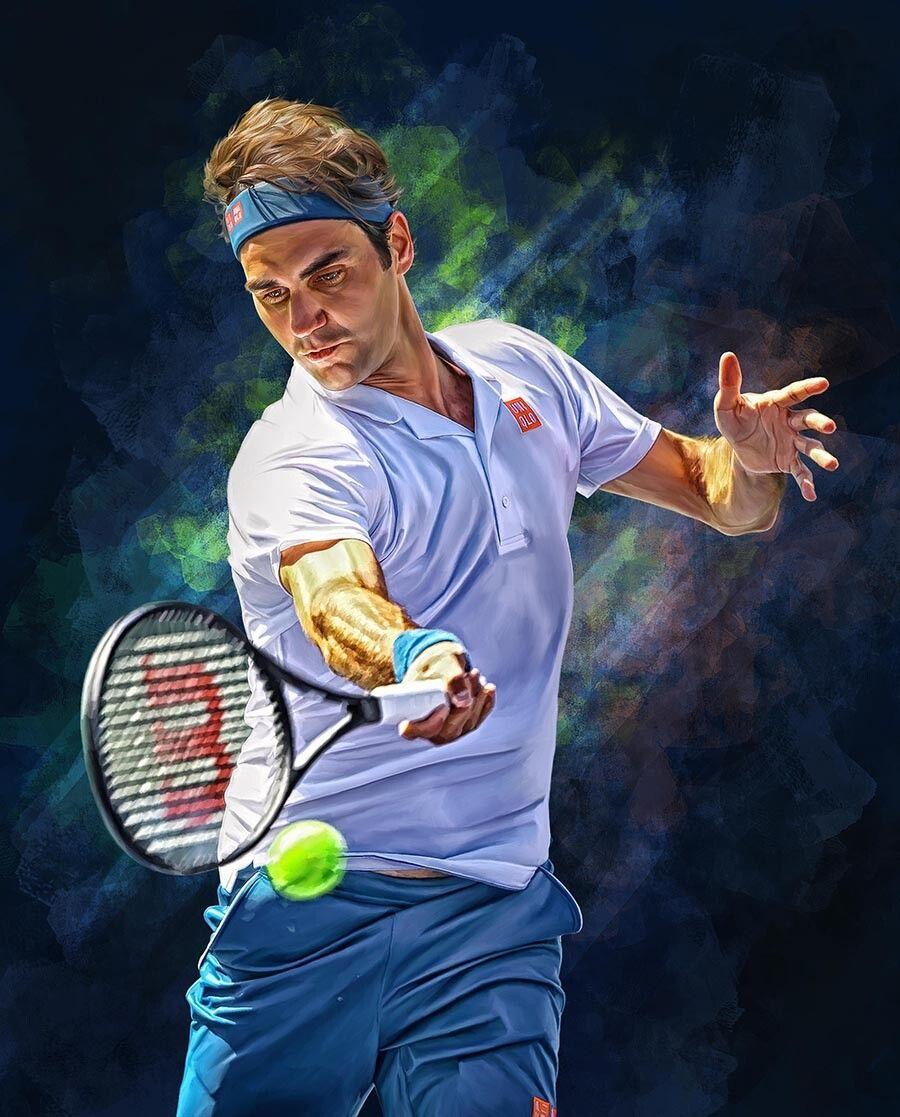 900x1117 Roger Federer forehand. Digital artwork poster. Tennis./artwork/. Roger federer, Roger federer logo, Tennis wallpaper