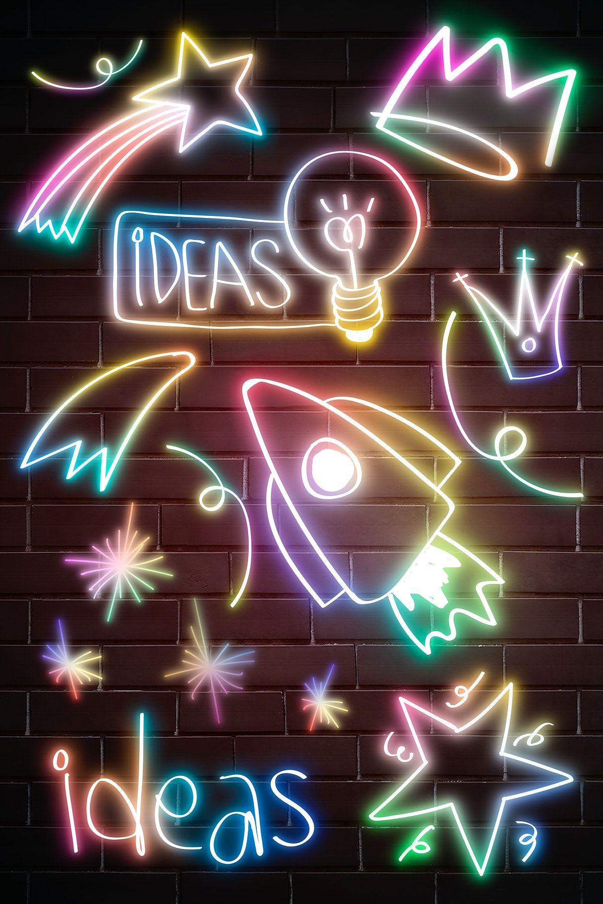 1200x1800 Rainbow neon glow doodle collection. free image / PLOYPLOY. Neon rainbow, Neon, Rainbow aesthetic