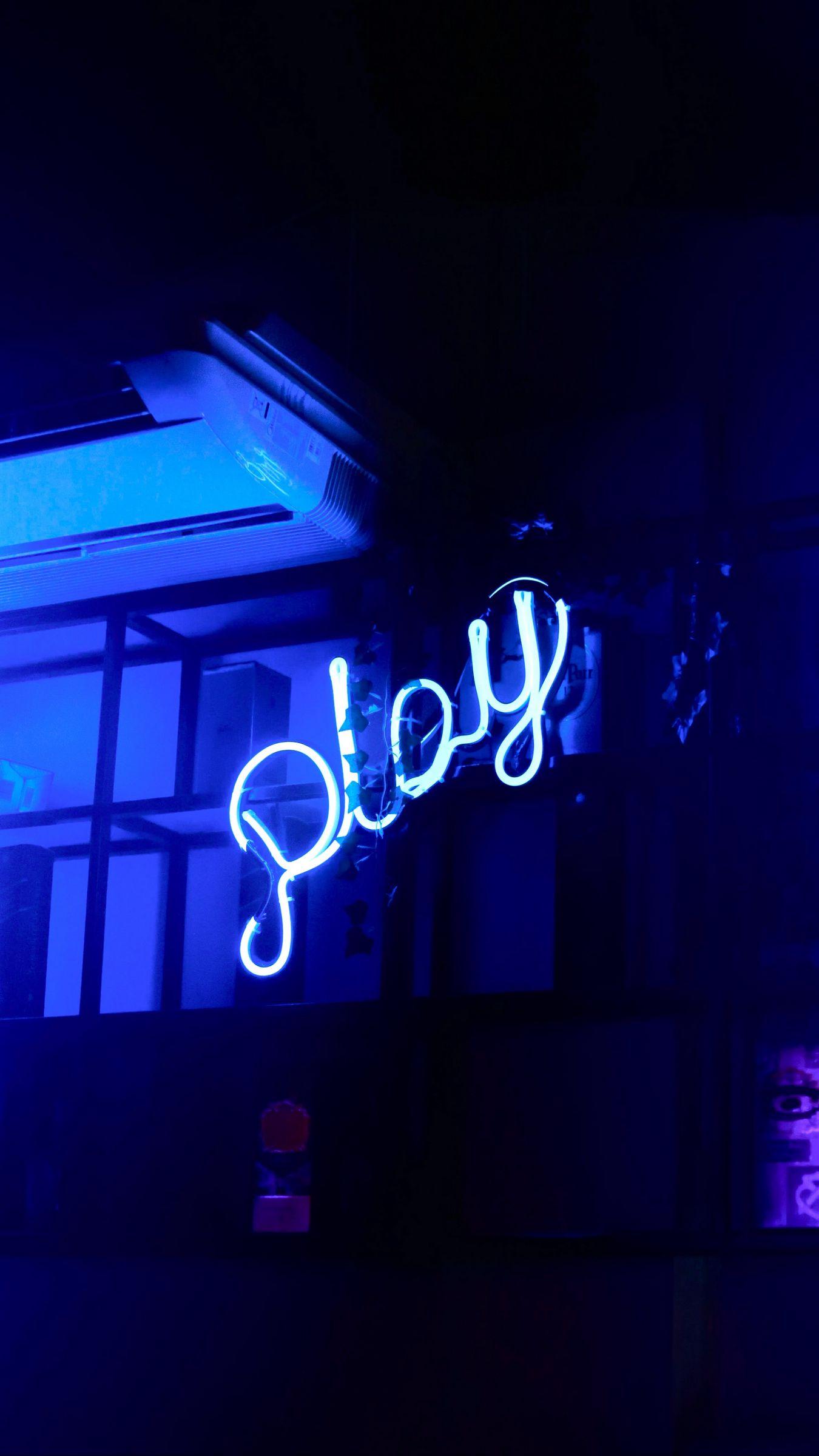 1350x2400 Download wallpaper 1350x2400 play, word, neon, light, blue iphone 8+/7+/6s+/for parallax HD background