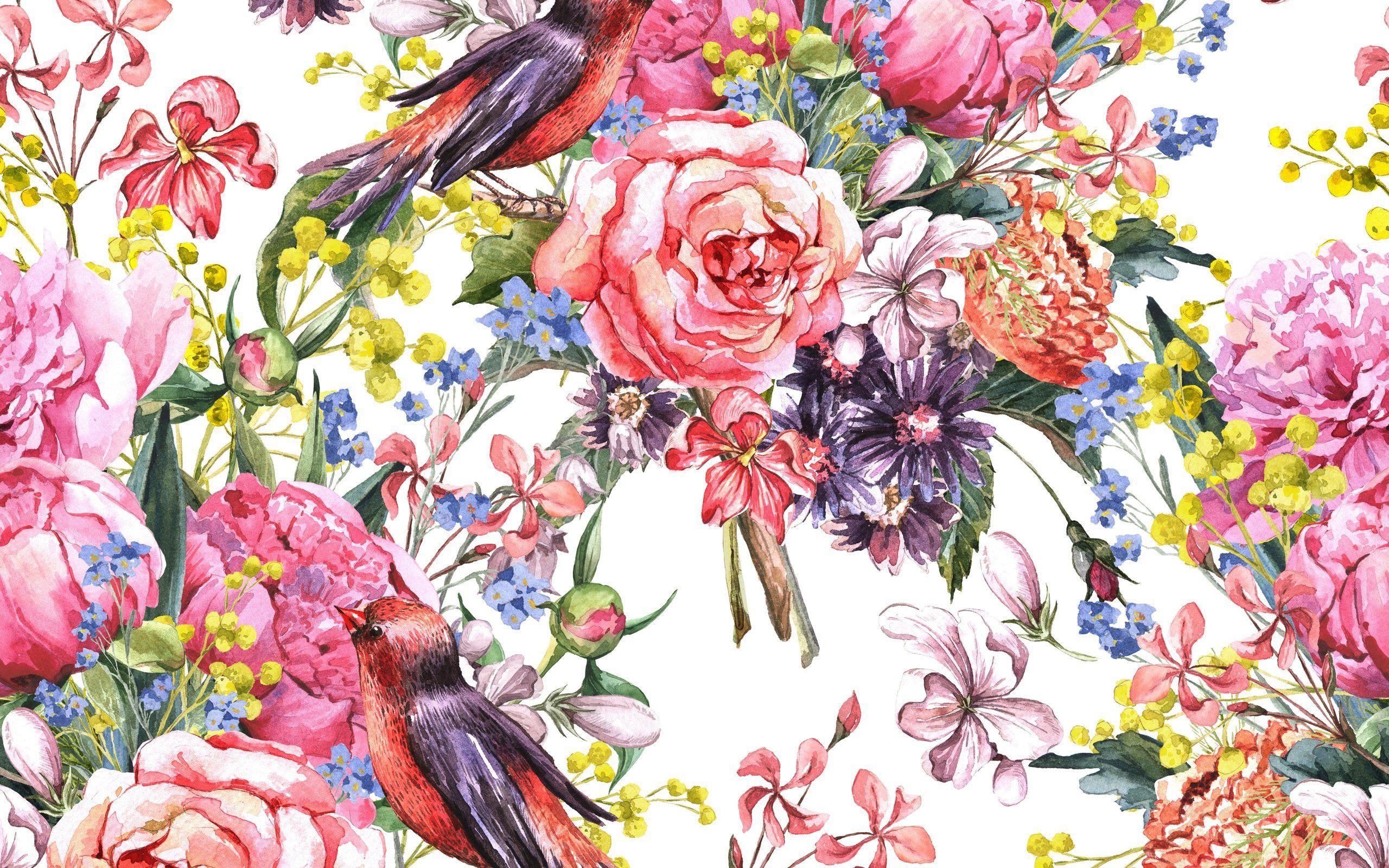 2560x1600 Watercolor Flowers Wallpaper and Background 4K, HD, Dual Screen