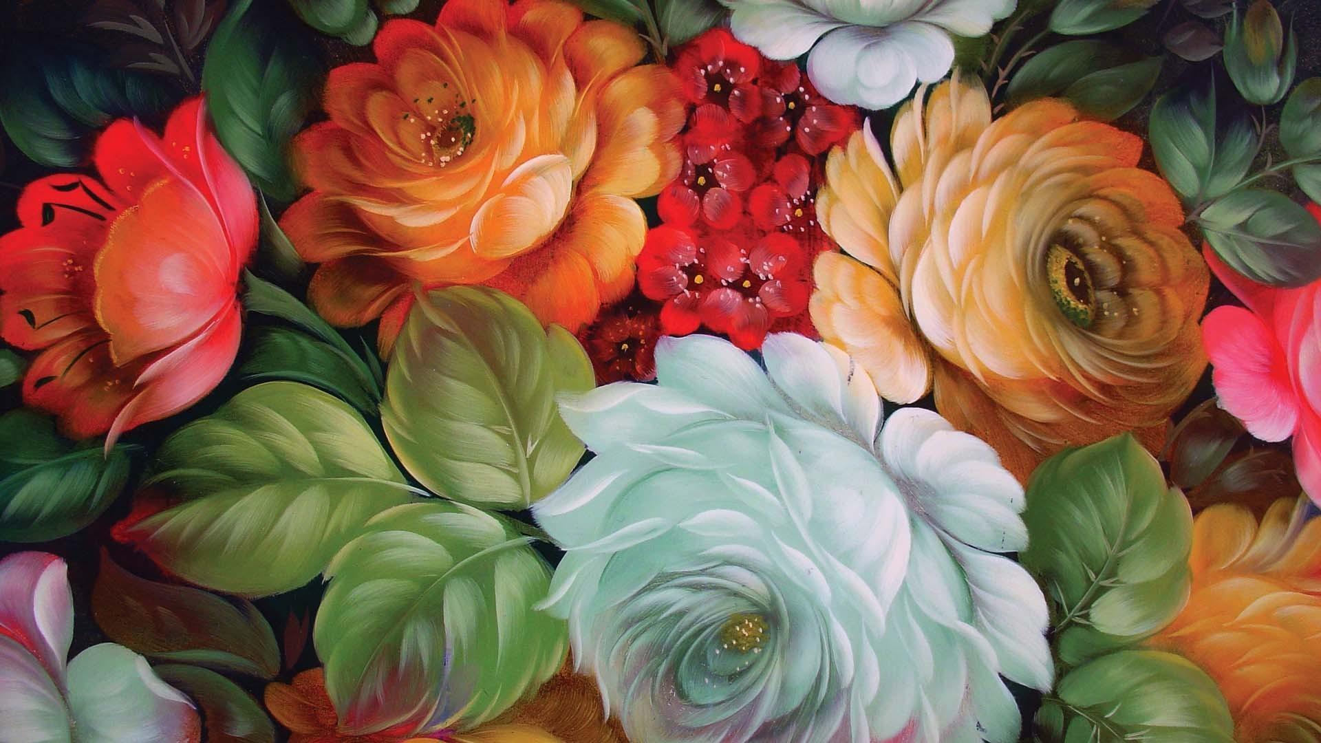 1920x1080 art, Paintings, Flowers, Bouquet Wallpaper HD / Desktop and Mobile Background