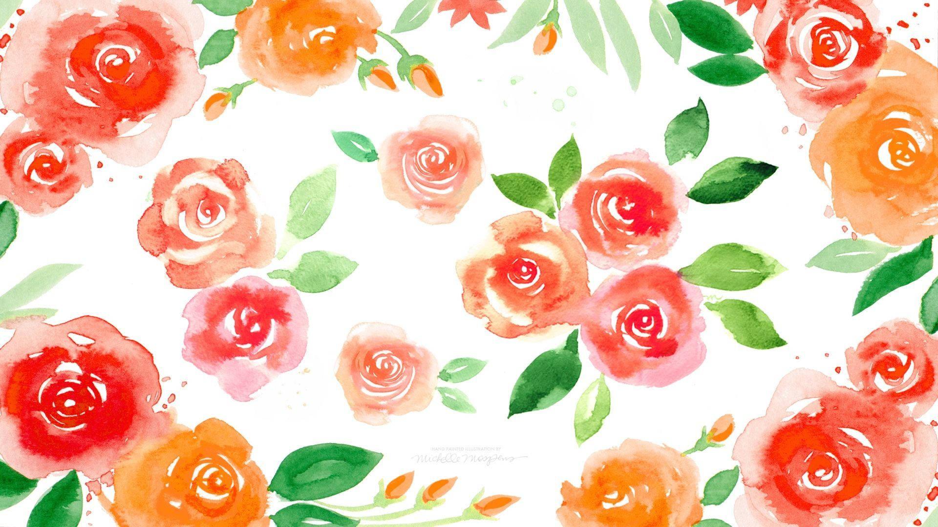 1920x1080 Download Warm Colors On Floral Desktop Painting Wallpaper