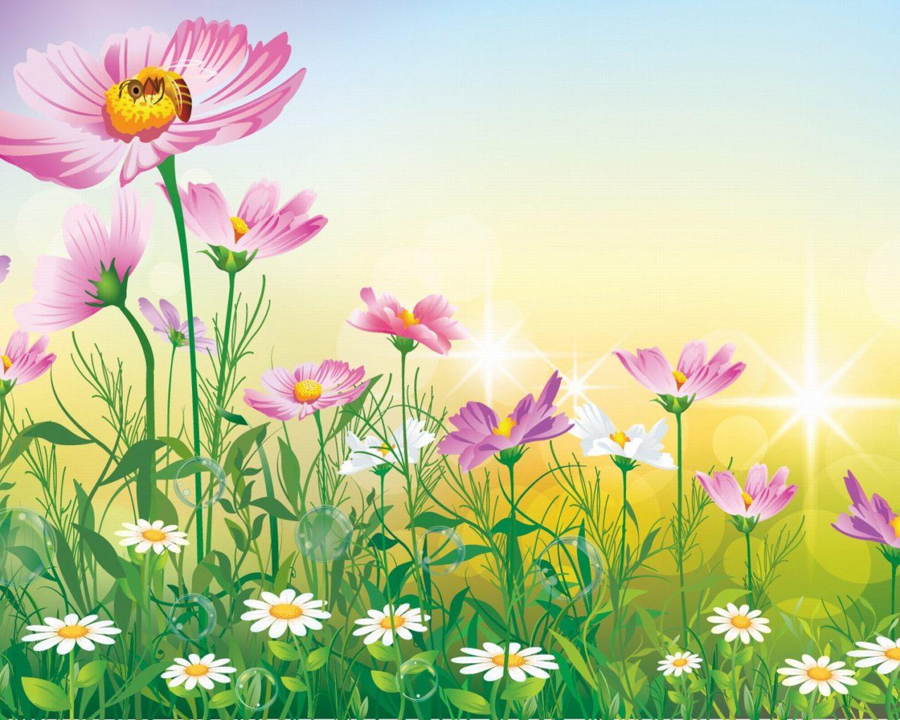 1280x1024 Flower Paintings Background Wallpaper HD :