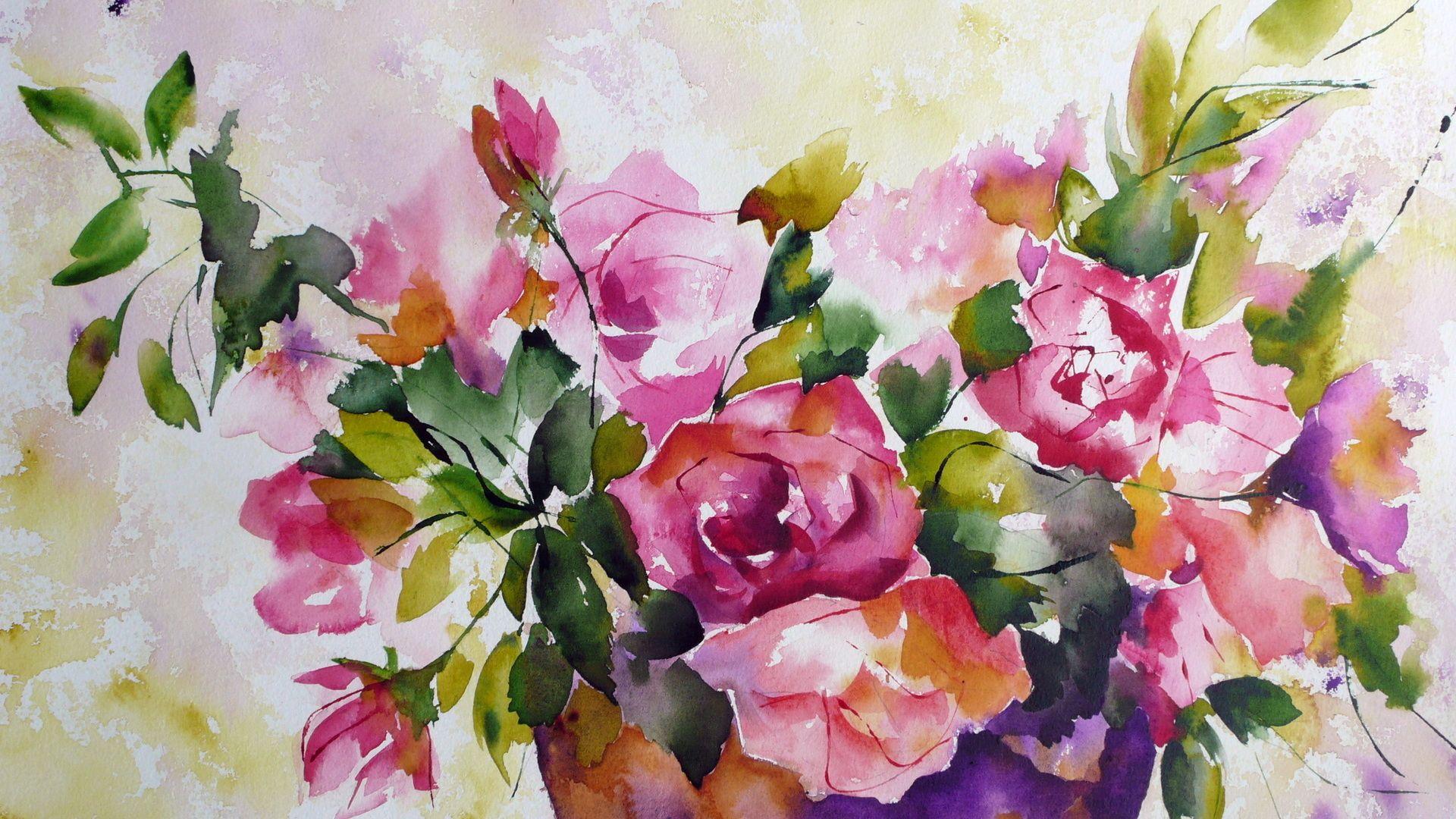1920x1080 Desktop Flower Painting Wallpaper