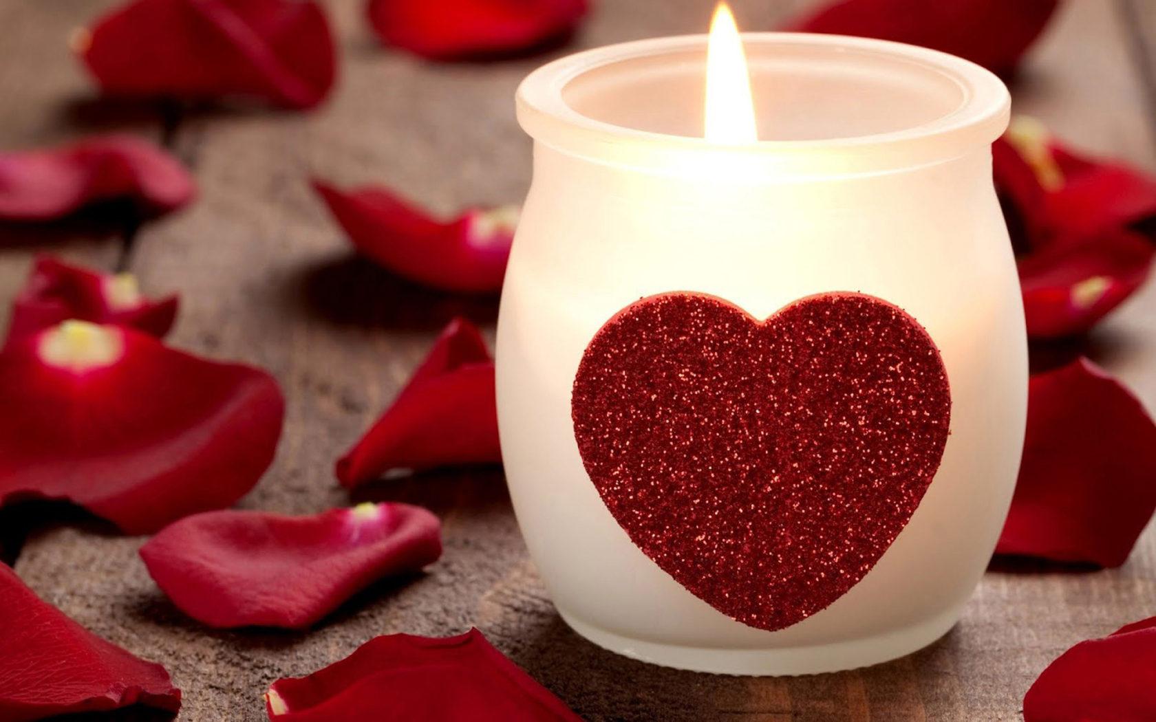 1680x1050 Valentines Day Candle and heart love Wallpaper HD :