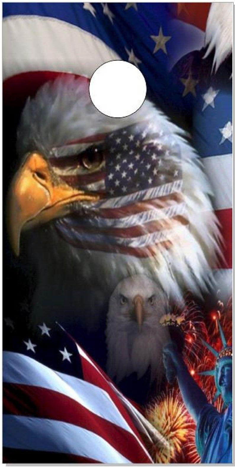794x1579 American Flag Eagle Liberty Cornhole Wrap Bag Toss Decal Baggo. American flag wallpaper, American flag wallpaper iphone, American flag