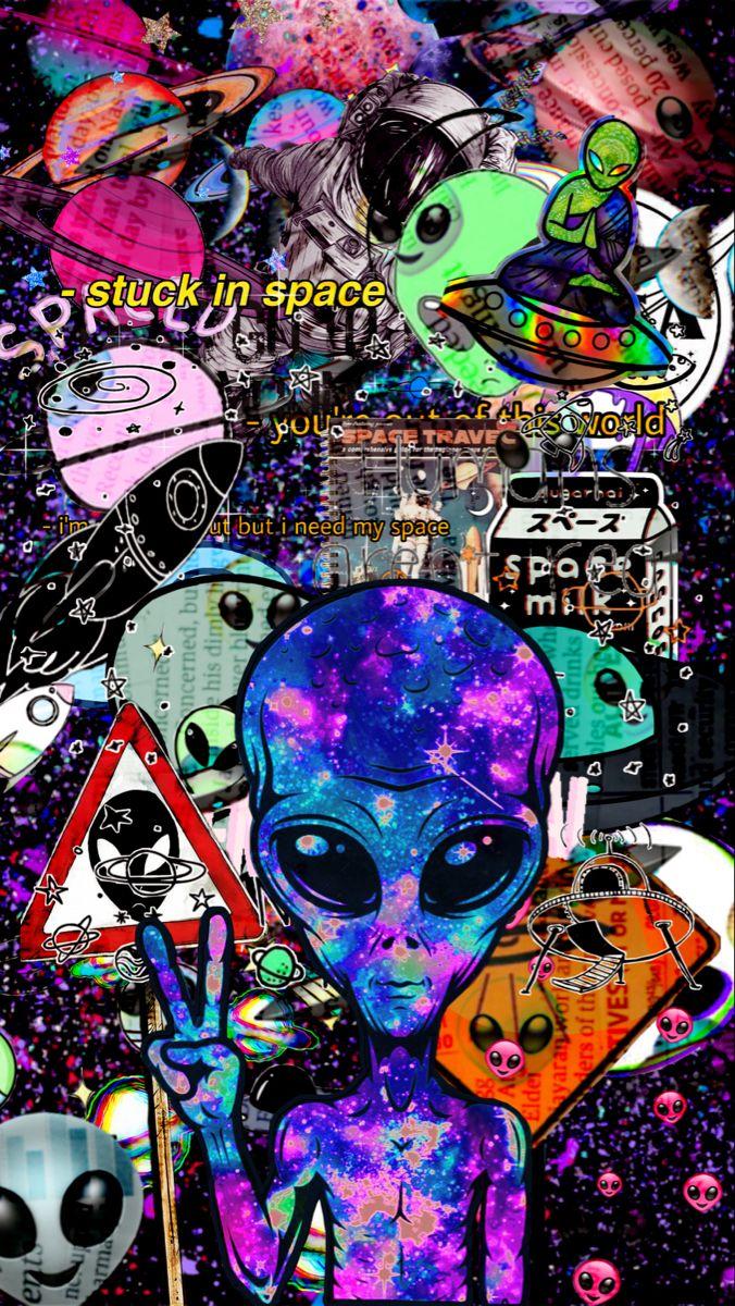 676x1200 alien wallpaper. Psychedelic art, Hippie wallpaper, Cute galaxy wallpaper