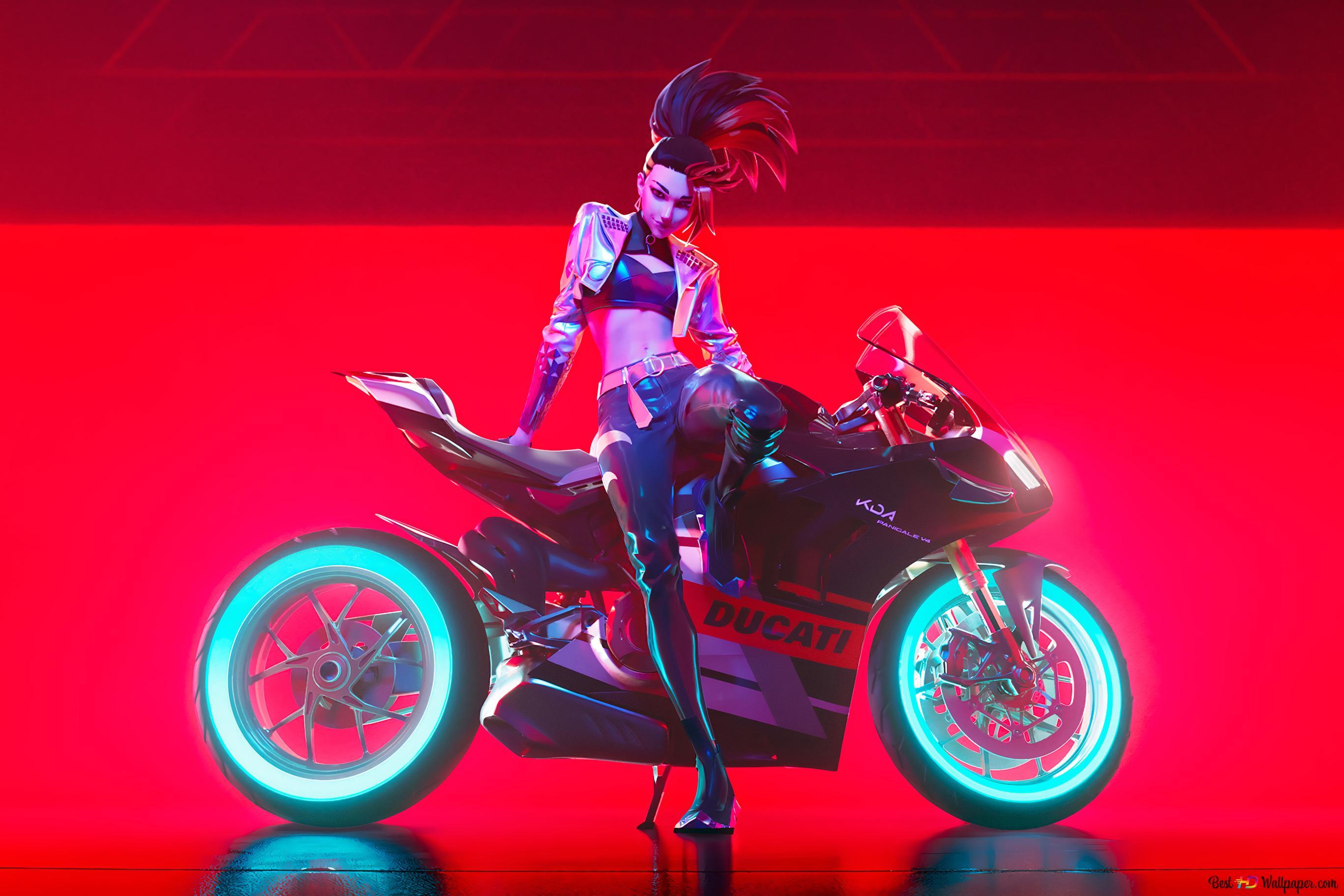 2736x1824 League of Legends : Akali with Ducati (All Out) 4K wallpaper download