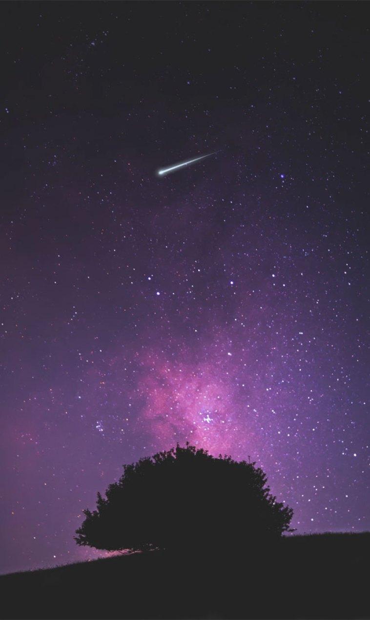 758x1267 Beautiful night sky with shooting star Wallpaper