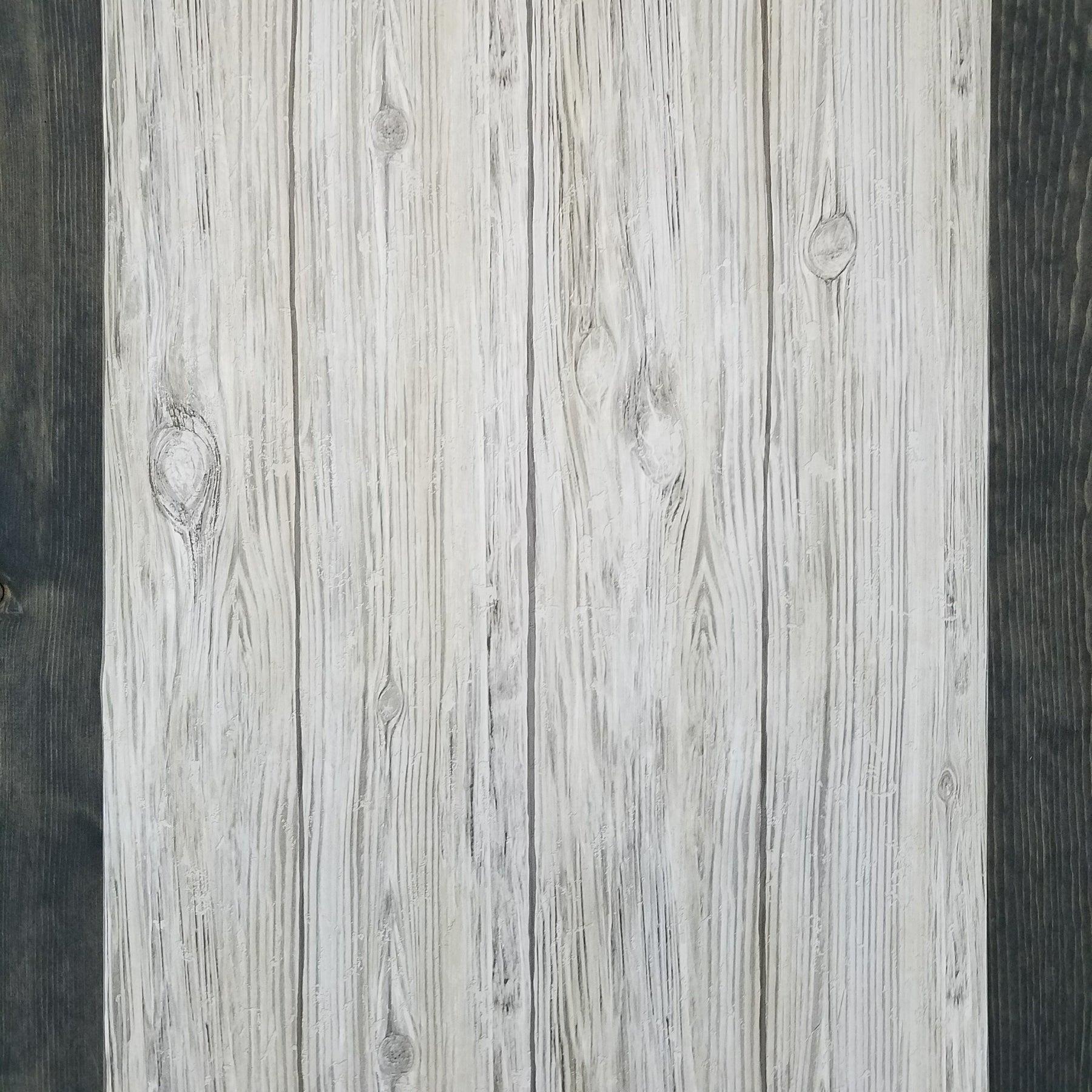 1800x1800 Gray Distressed Shiplap Rustic Wood Peel and Stick Wallpaper