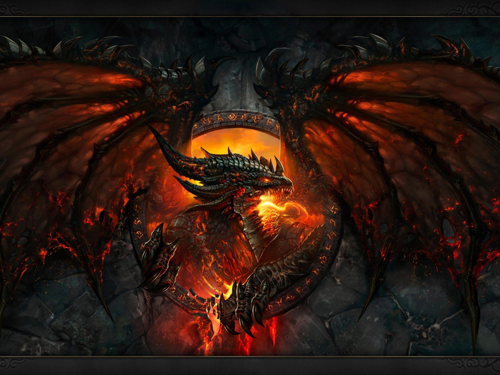 1920x1440 World Of Warcraft Dragon Deathwing Lava Wow Fire World Of Warcraft Video Game Epic :