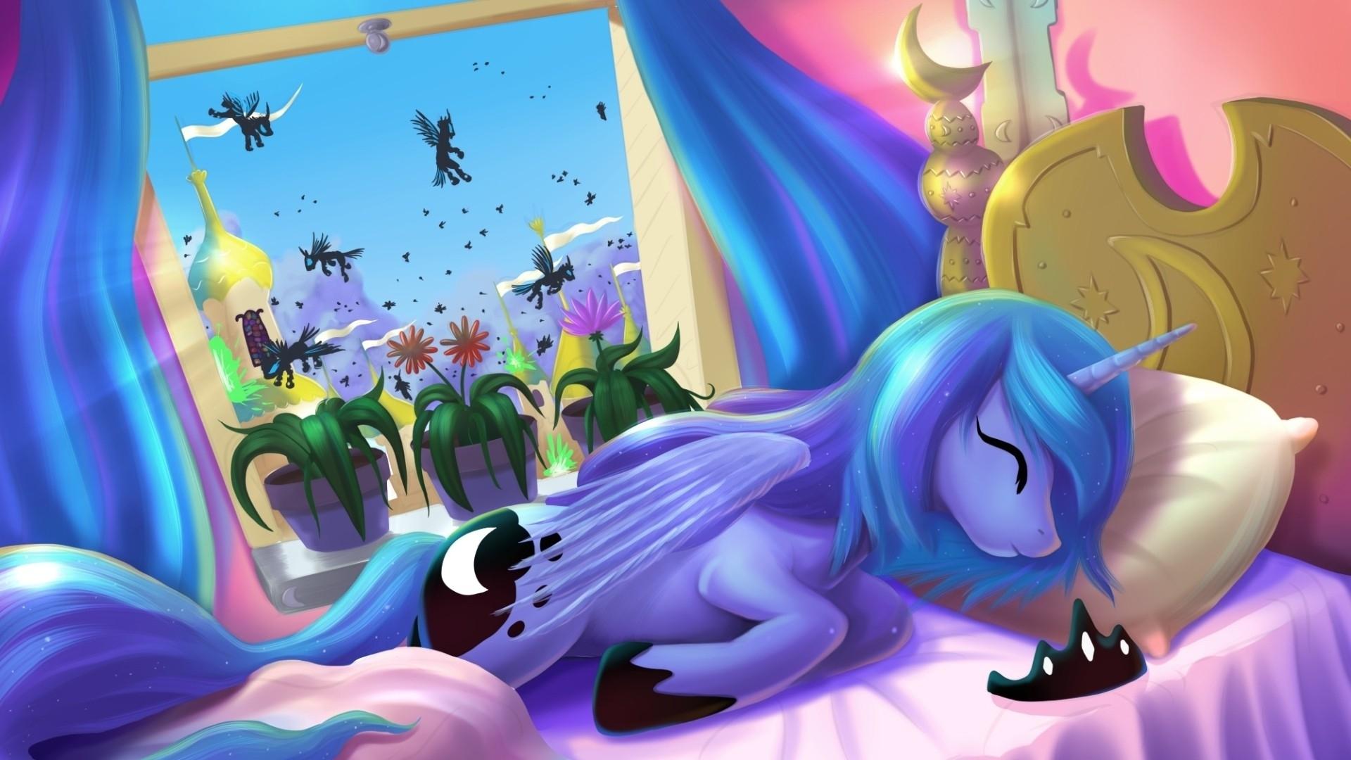 1920x1080 sleeping, Ponies, Princess, Luna, Changeling, My, Little, Pony, Friendship, Is, Magic Wallpaper HD / Desktop and Mobile Background
