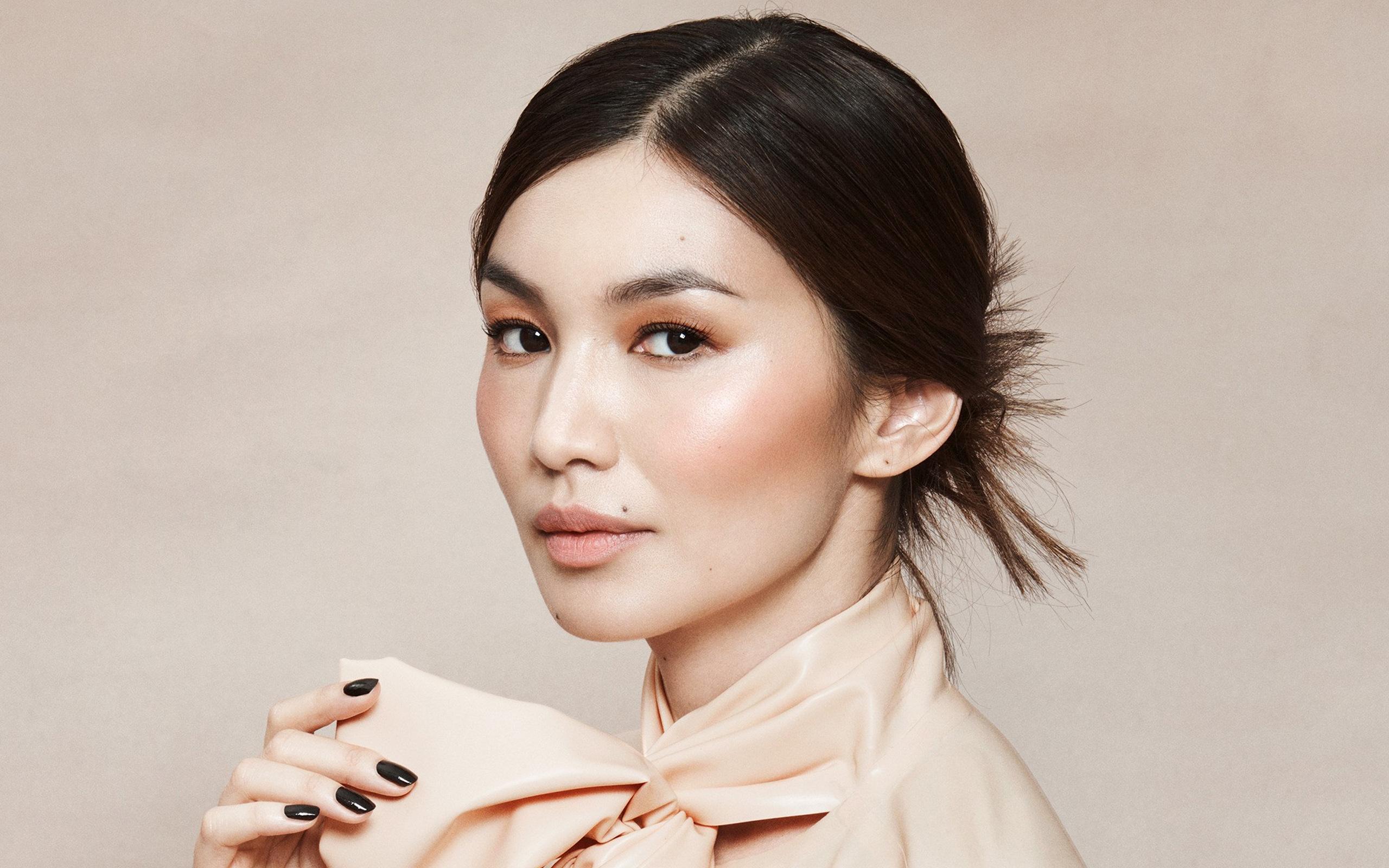 2560x1600 Download wallpaper Gemma Chan, portrait, english actress, photohoot, beige dress, popular actress for desktop with resolution 2560x1600. High Quality HD picture wallpaper
