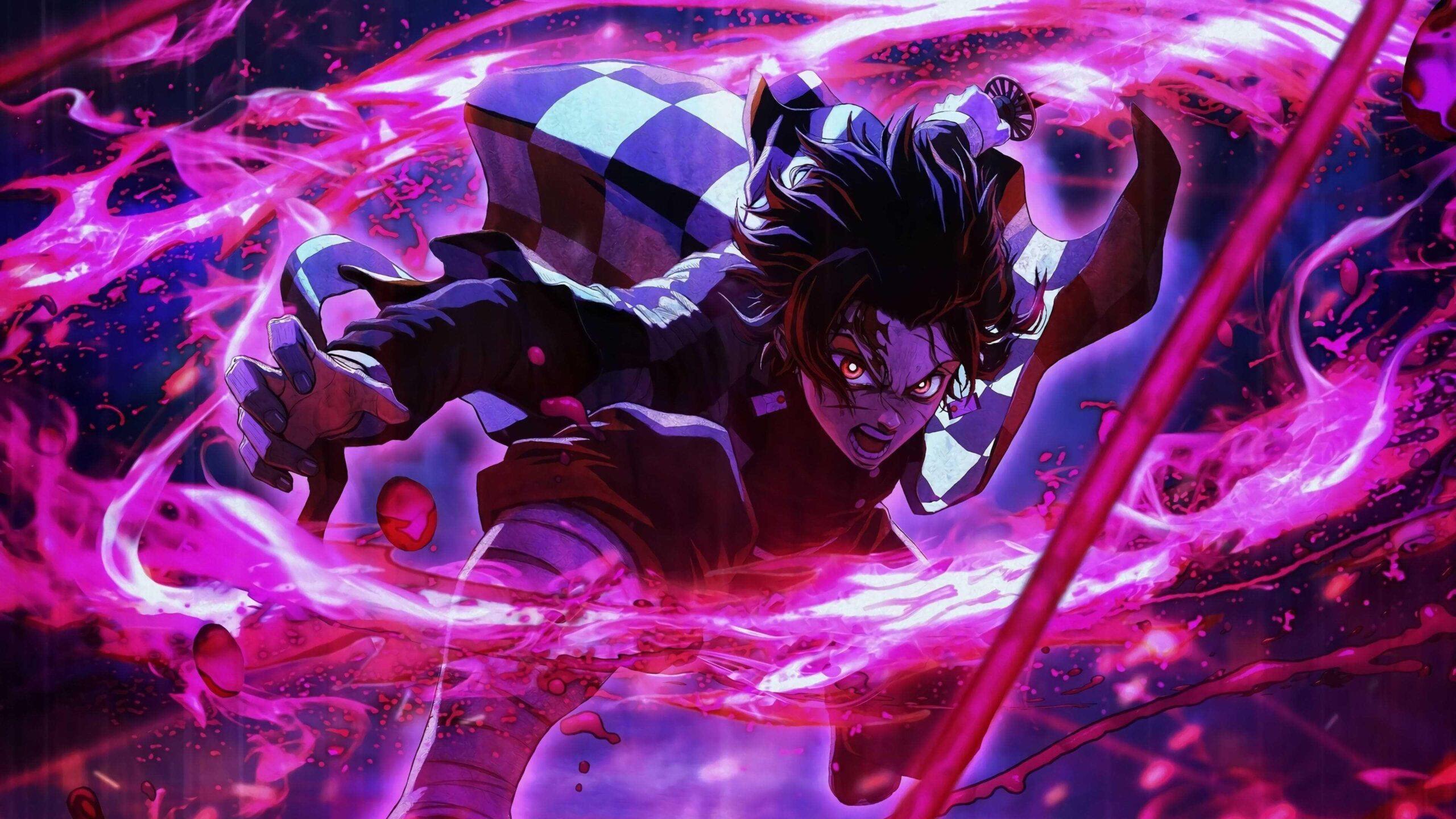 2560x1440 Purple Demon Slayer Wallpaper
