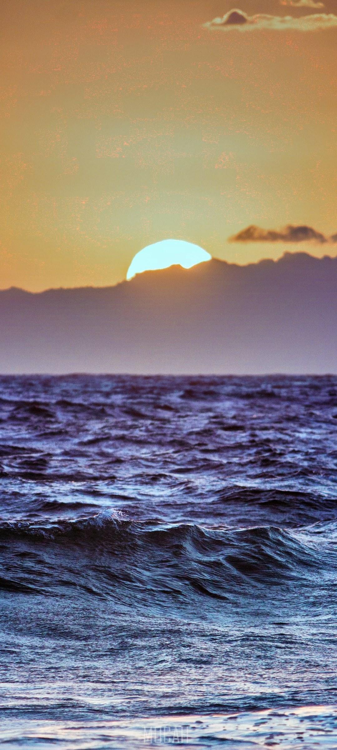 1080x2400 setting sun disappearing behind clouds over a rough sea, chasing sun, Samsung Galaxy A71 5G HD download, 1080x2400 Gallery HD Wallpaper