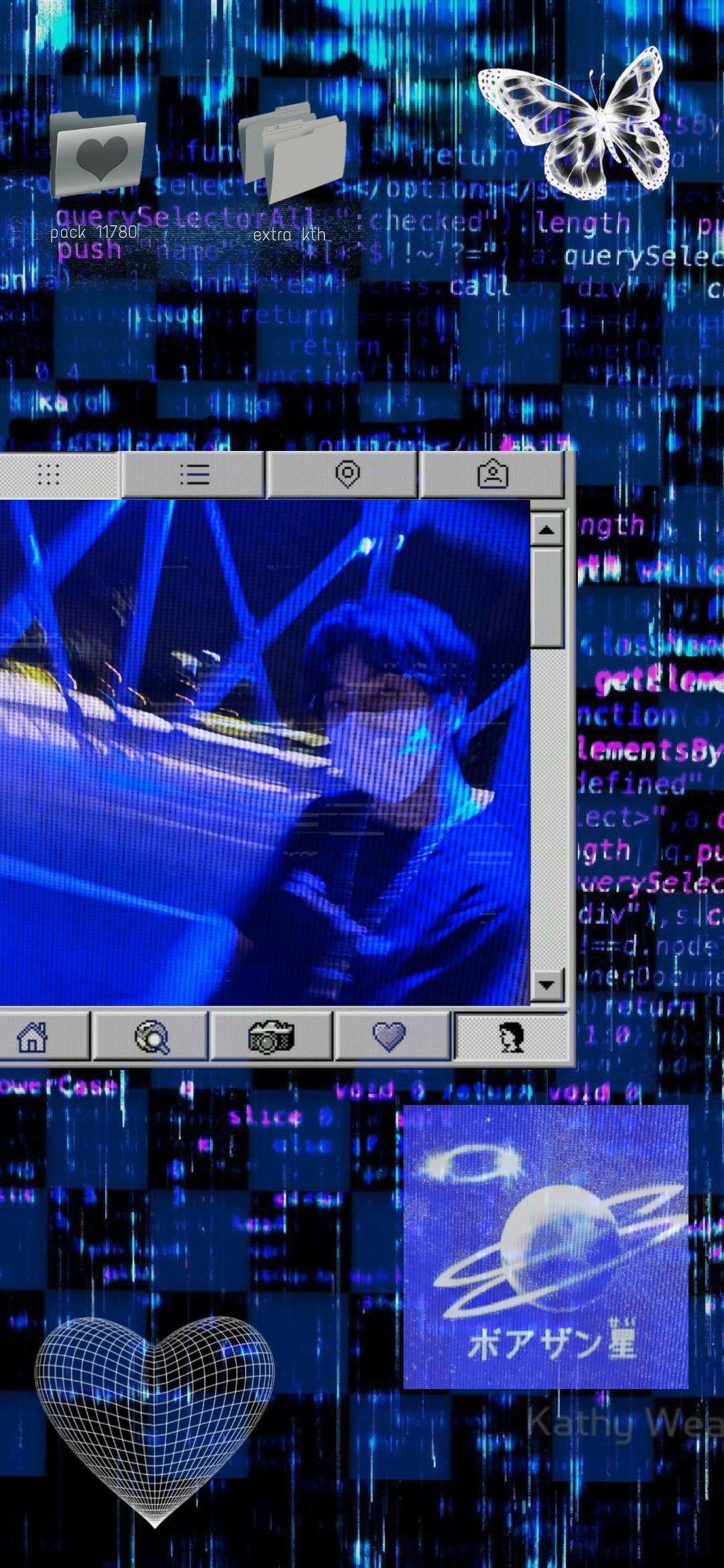 Check out ahmannsg's Shuffles #cyber #cybery2k #cybercore #blue #wallpaper  #cyberwave #internet #corecore