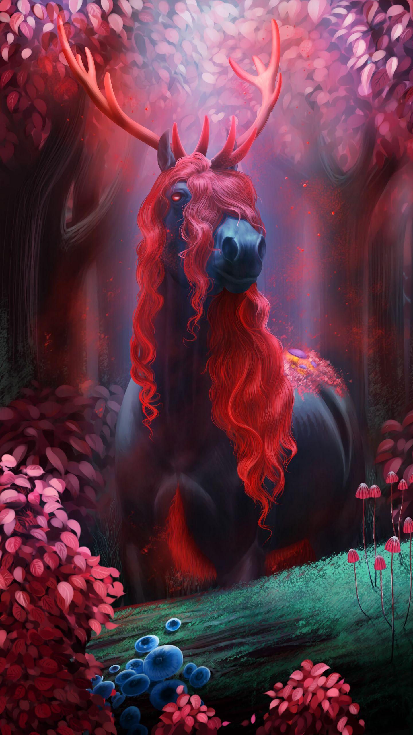 1440x2560 Download wallpaper 1440x2560 horse, horns, fiction qhd samsung galaxy s s edge, note, lg g4 HD background