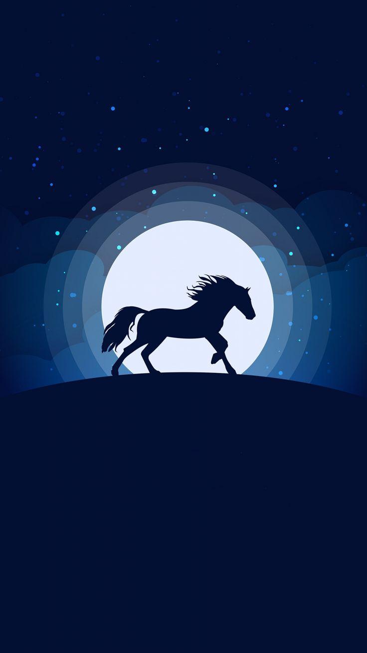 736x1308 Silhouette, minimal, horse, moon, night Wallpaper. Horse wallpaper, Galaxy painting, iPhone wallpaper vsco