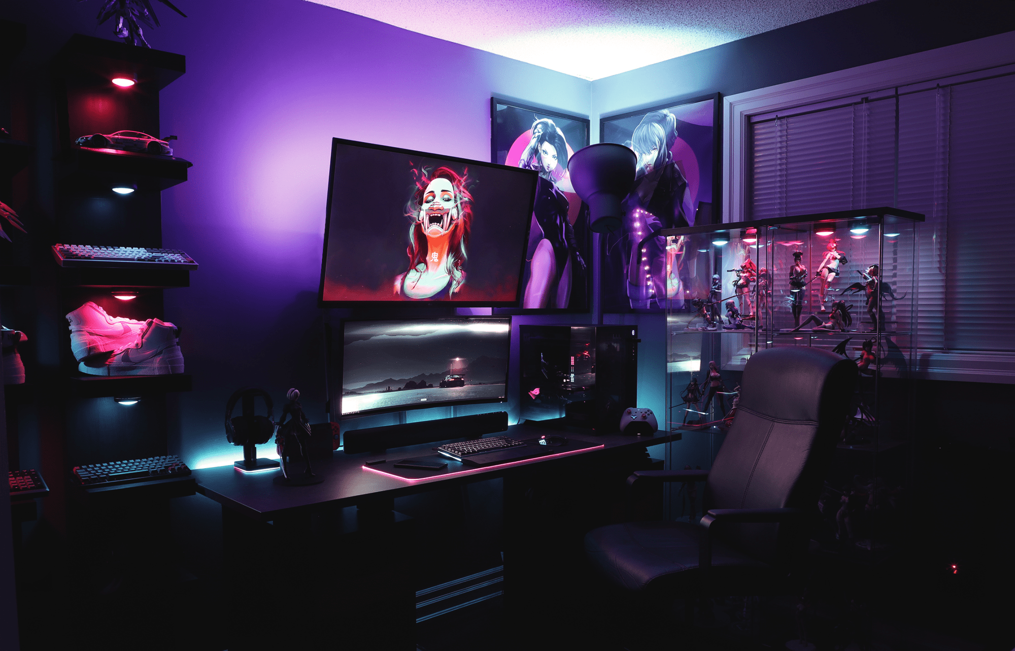 2000x1283 Cyber Anime Battlestation. Anime Room, Battlestation, Awesome Anime