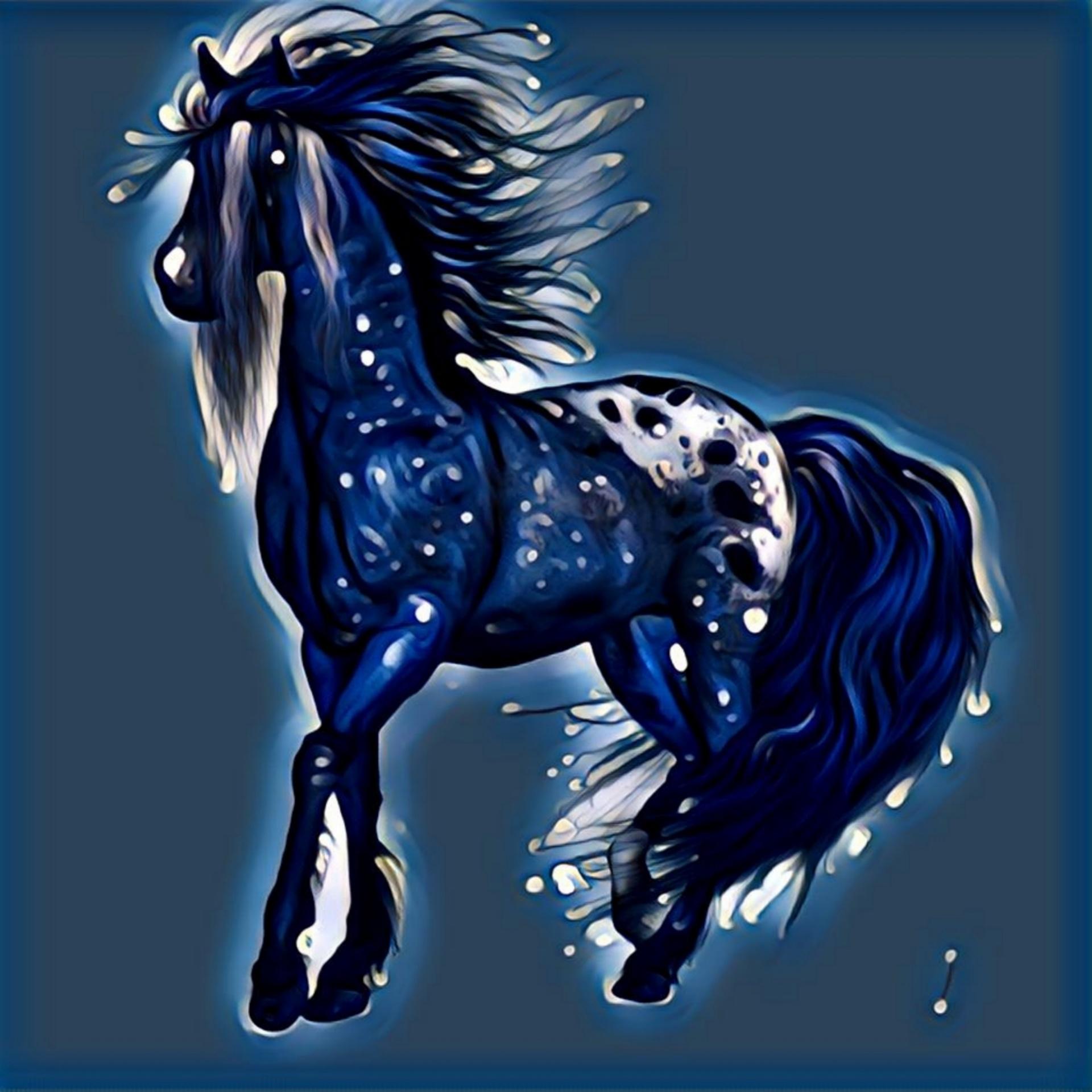 1920x1920 Download free photo of Galaxy, horse, painting, fantasy, animal