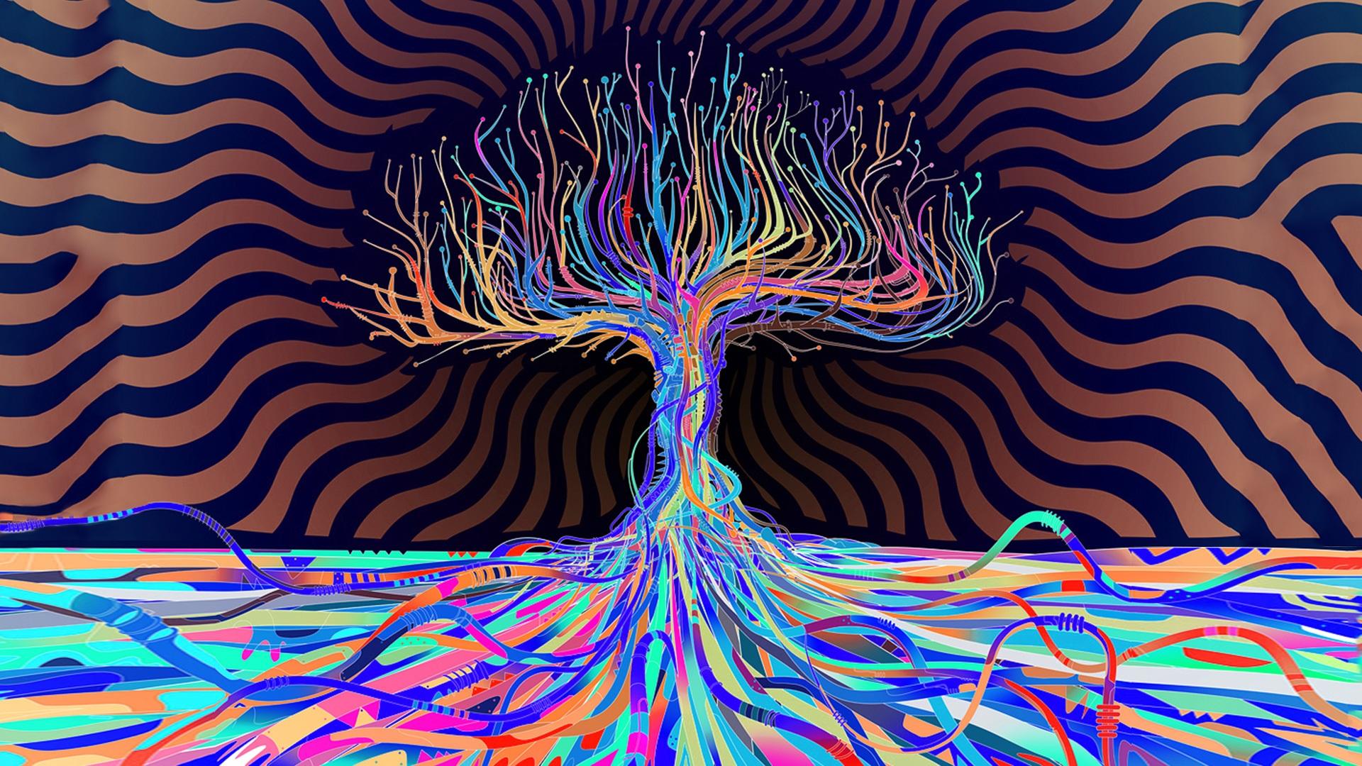 1920x1080 trees, Abstract, Matei Apostolescu, LSD Wallpaper HD / Desktop and Mobile Background
