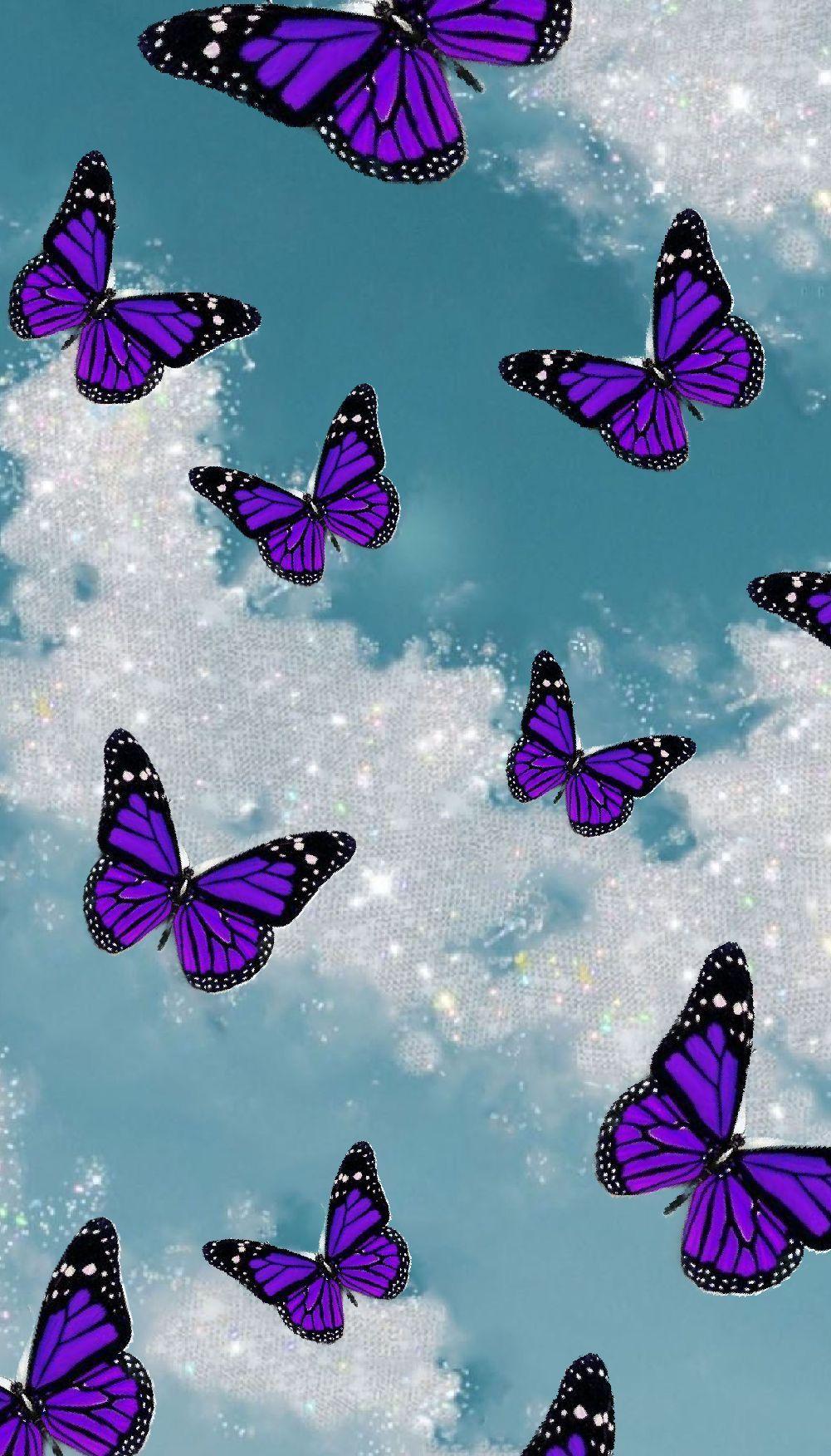 1001x1752 iPhone Purple Butterfly Wallpaper