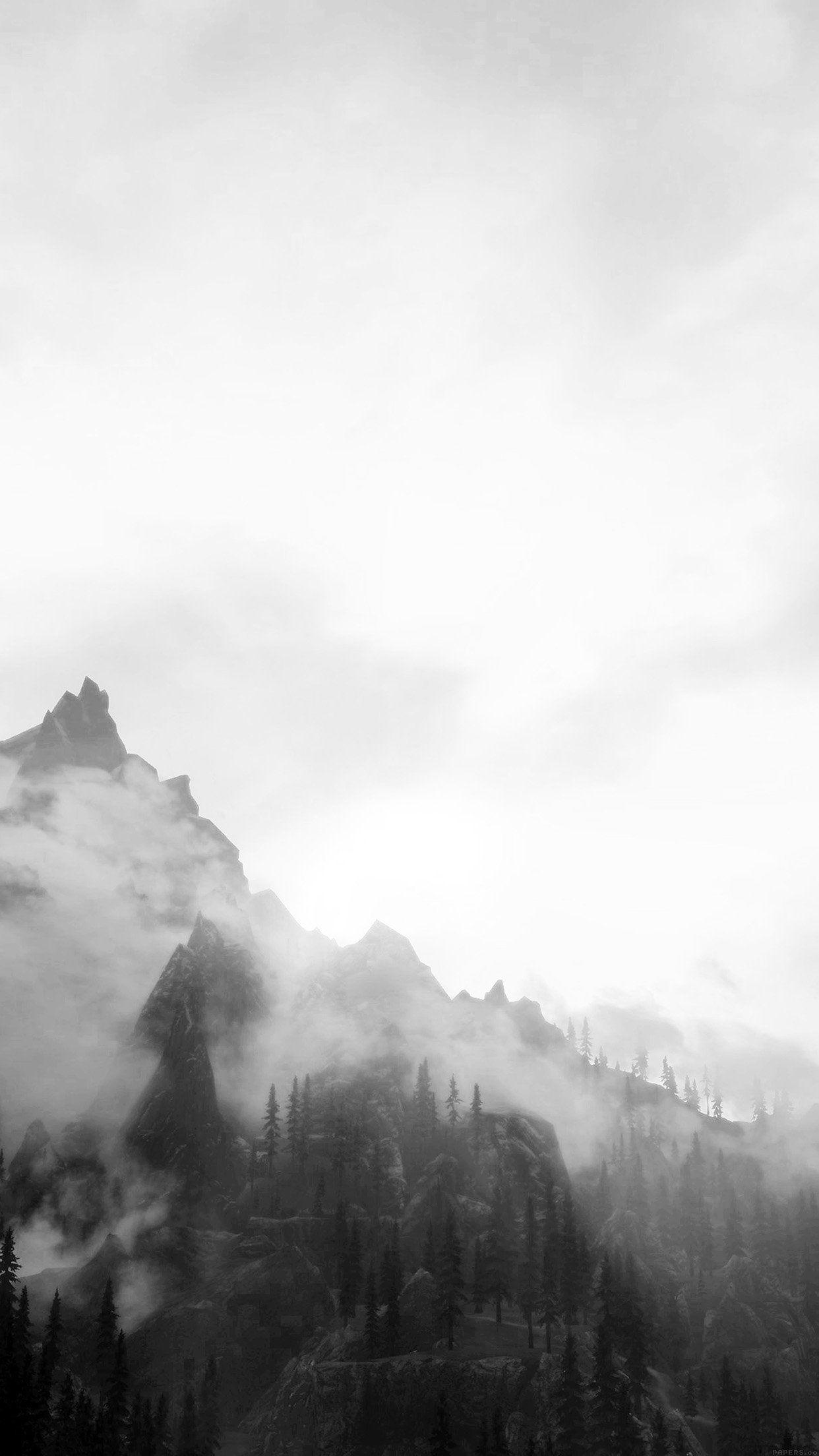 1242x2208 Foggy Mountain Sunshine Nature White Android wallpaper HD